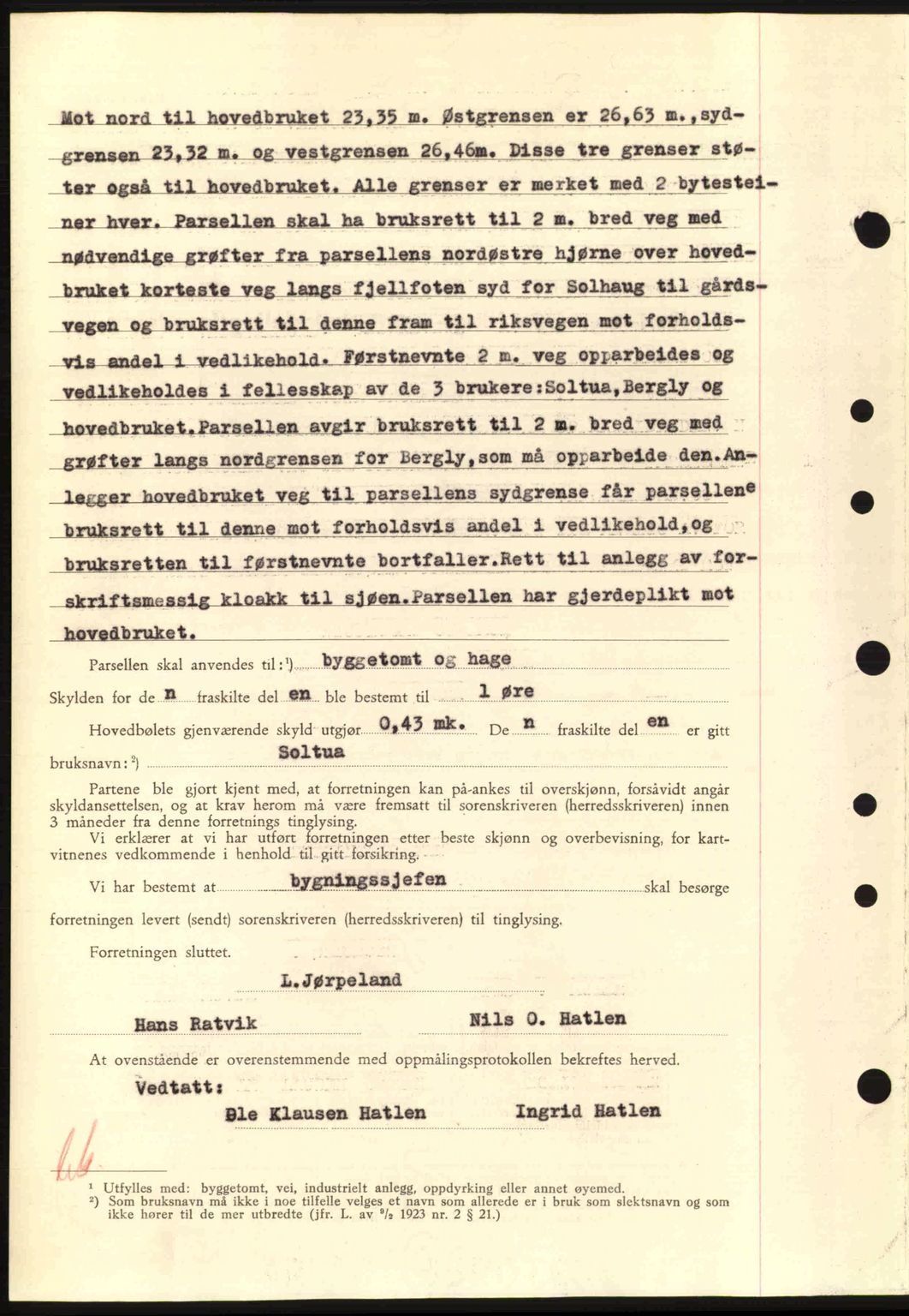 Nordre Sunnmøre sorenskriveri, AV/SAT-A-0006/1/2/2C/2Ca: Mortgage book no. A15, 1942-1943, Diary no: : 684/1943