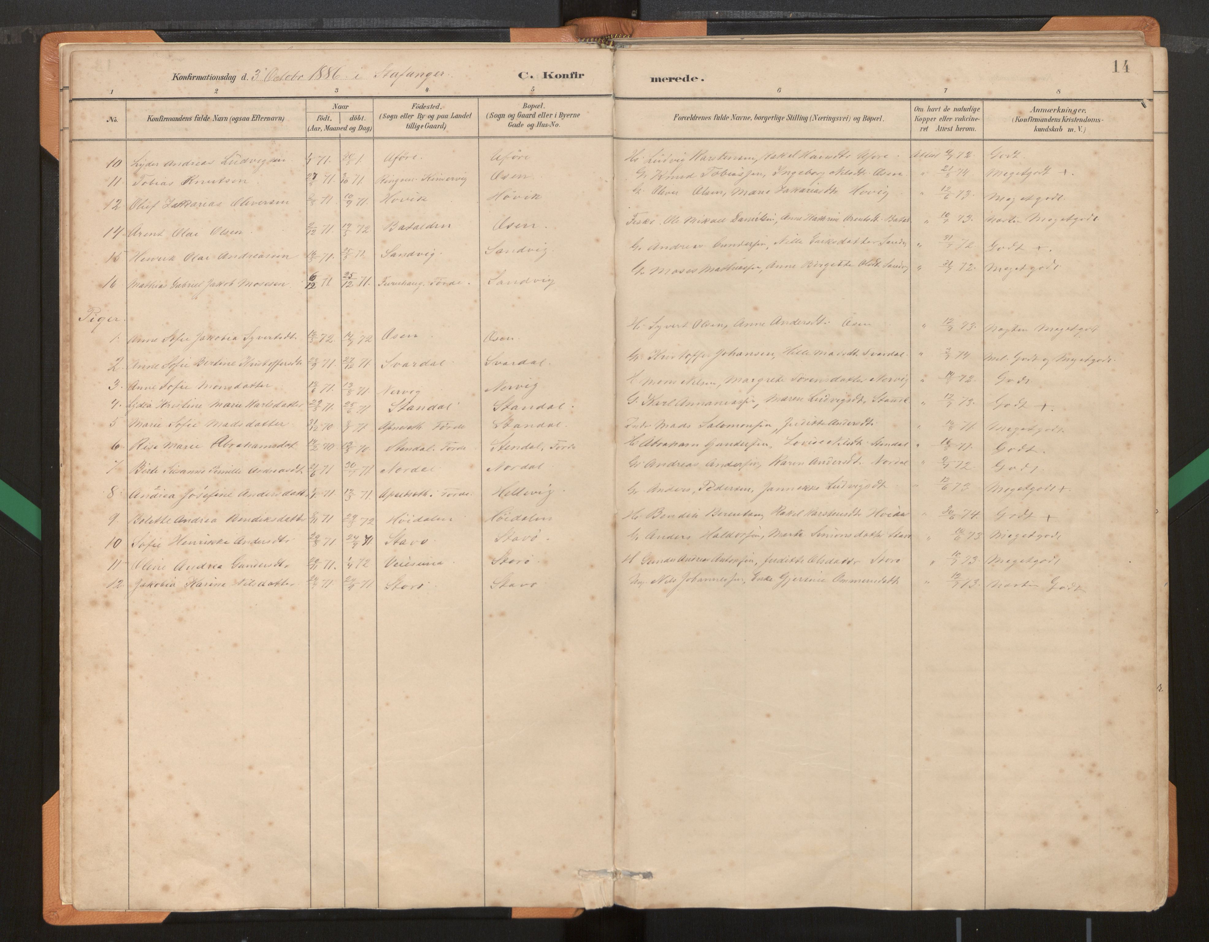 Kinn sokneprestembete, AV/SAB-A-80801/H/Haa/Haad/L0004: Parish register (official) no. D 4, 1883-1944, p. 14