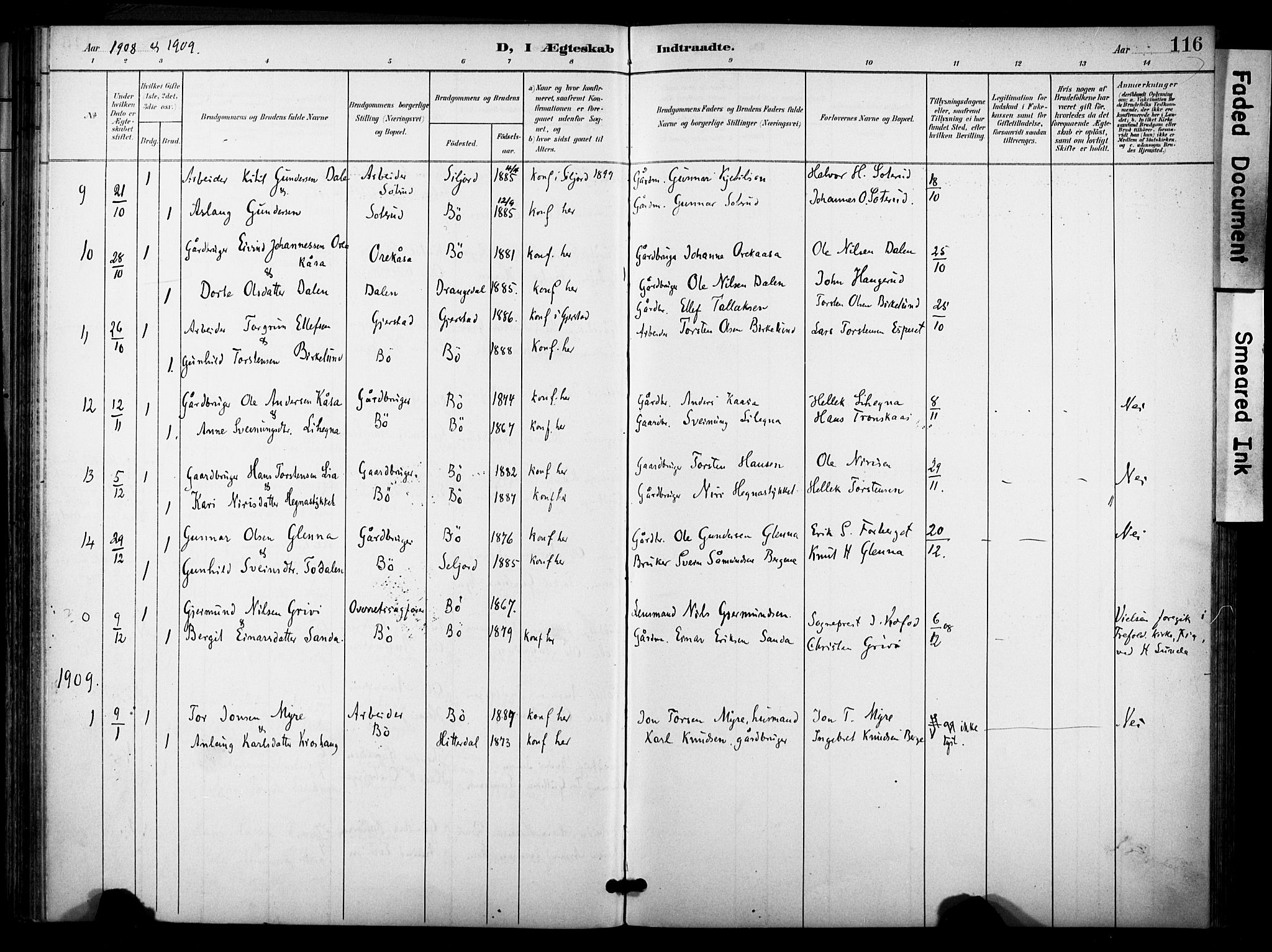 Bø kirkebøker, AV/SAKO-A-257/F/Fa/L0012: Parish register (official) no. 12, 1900-1908, p. 116