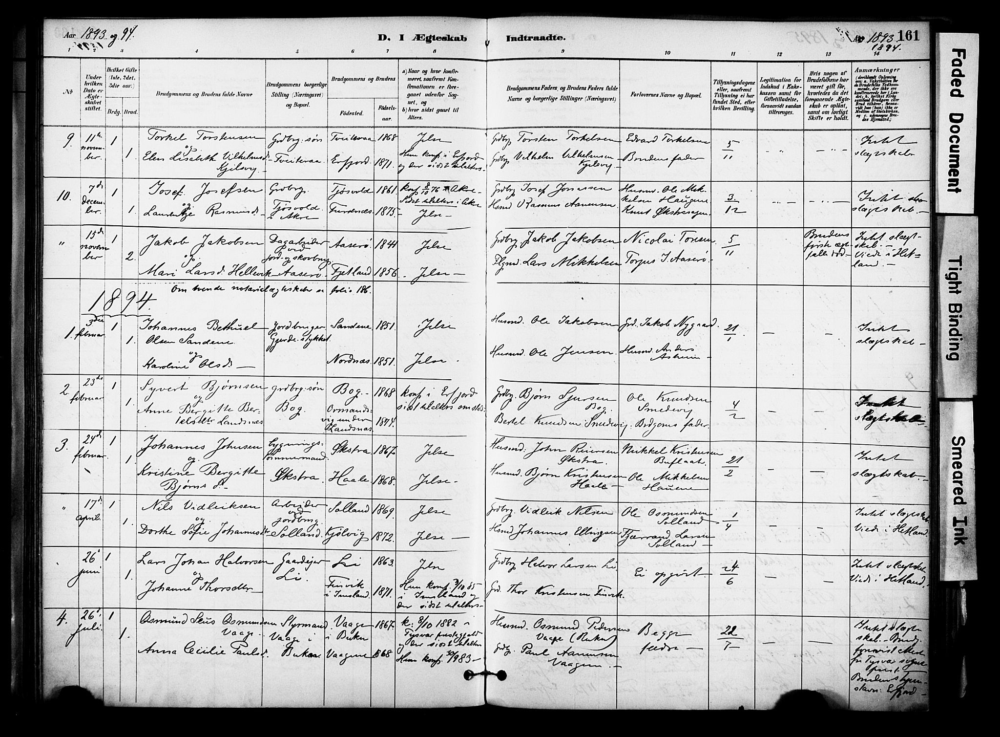 Jelsa sokneprestkontor, SAST/A-101842/01/IV: Parish register (official) no. A 10, 1884-1906, p. 161