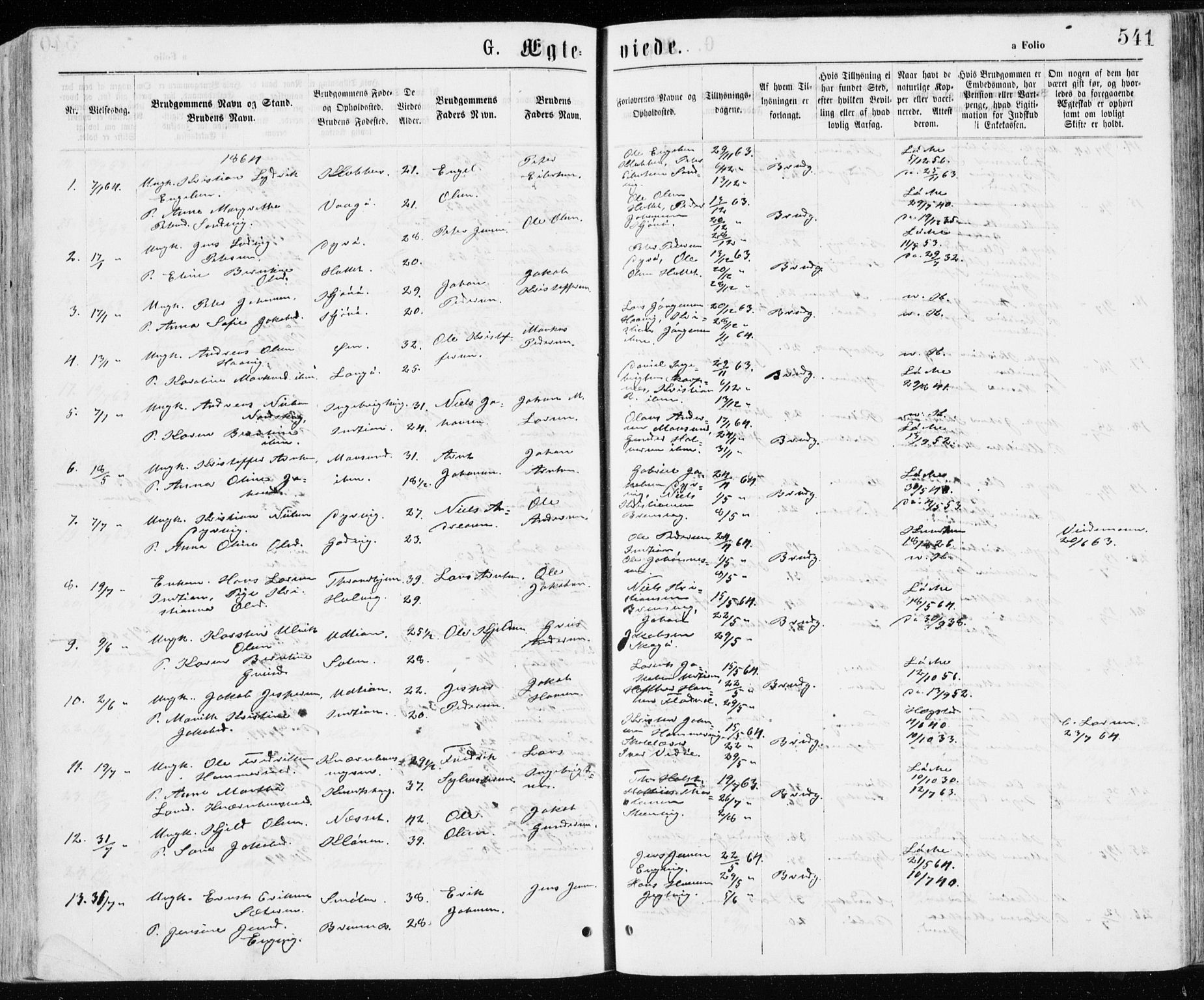 Ministerialprotokoller, klokkerbøker og fødselsregistre - Sør-Trøndelag, SAT/A-1456/640/L0576: Parish register (official) no. 640A01, 1846-1876, p. 541