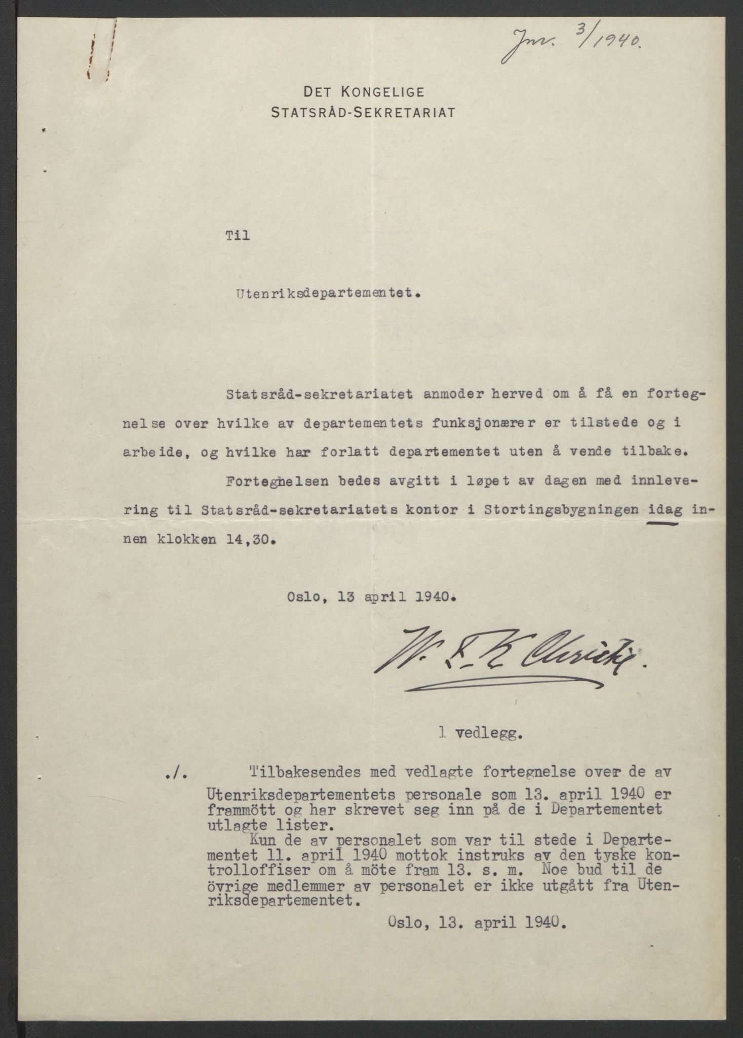 NS-administrasjonen 1940-1945 (Statsrådsekretariatet, de kommisariske statsråder mm), AV/RA-S-4279/D/Db/L0111/0003: Saker fra krigsårene / Journal, 1940-1945, p. 23