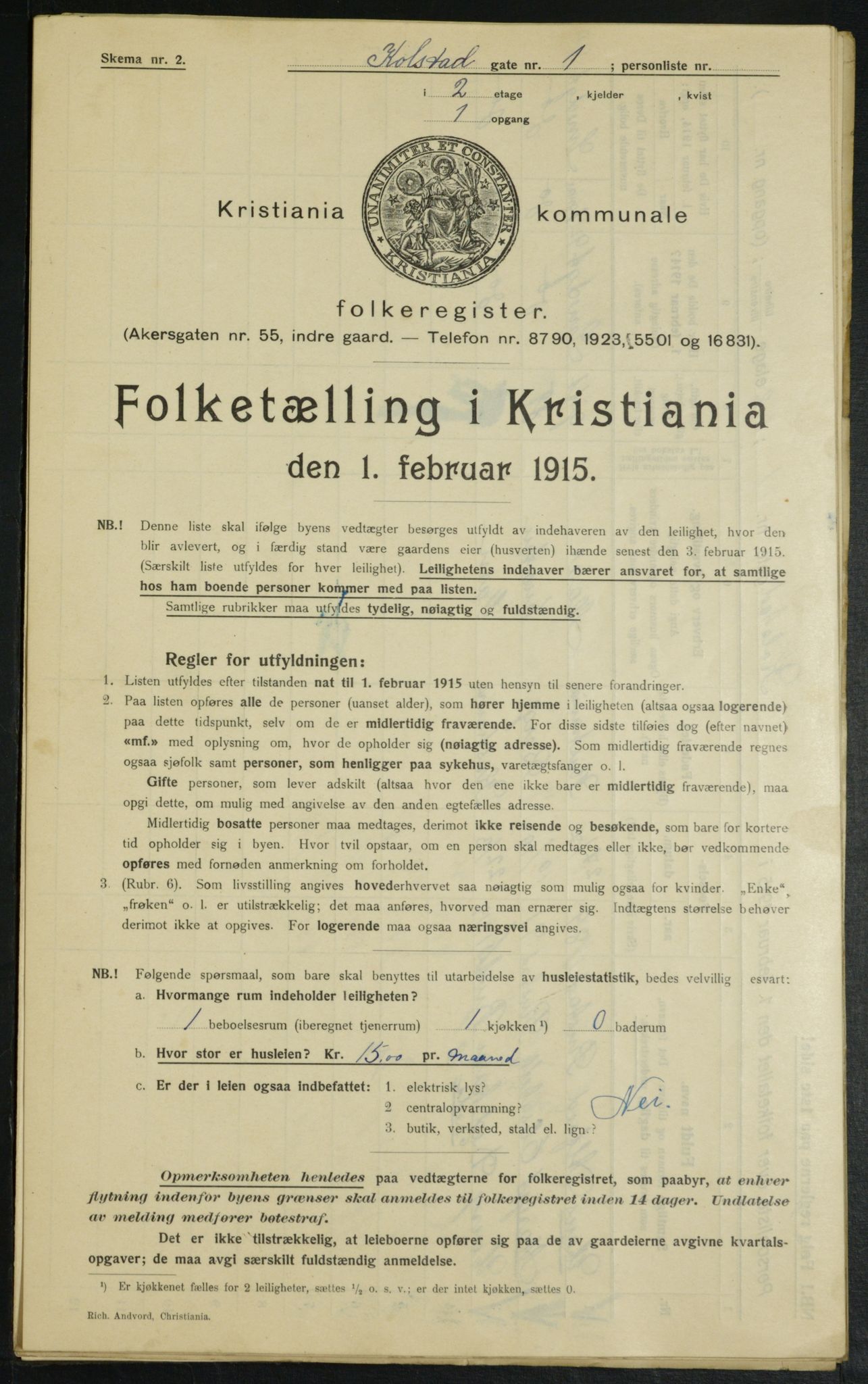 OBA, Municipal Census 1915 for Kristiania, 1915, p. 51692