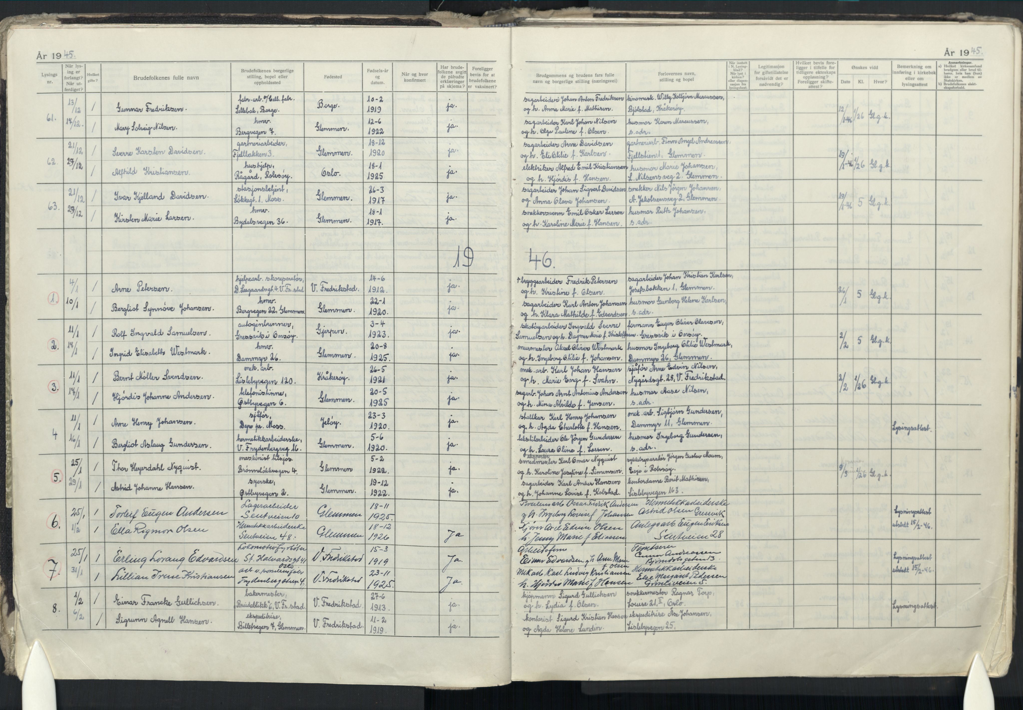 Glemmen prestekontor Kirkebøker, AV/SAO-A-10908/H/Ha/L0004: Banns register no. 4, 1942-1965