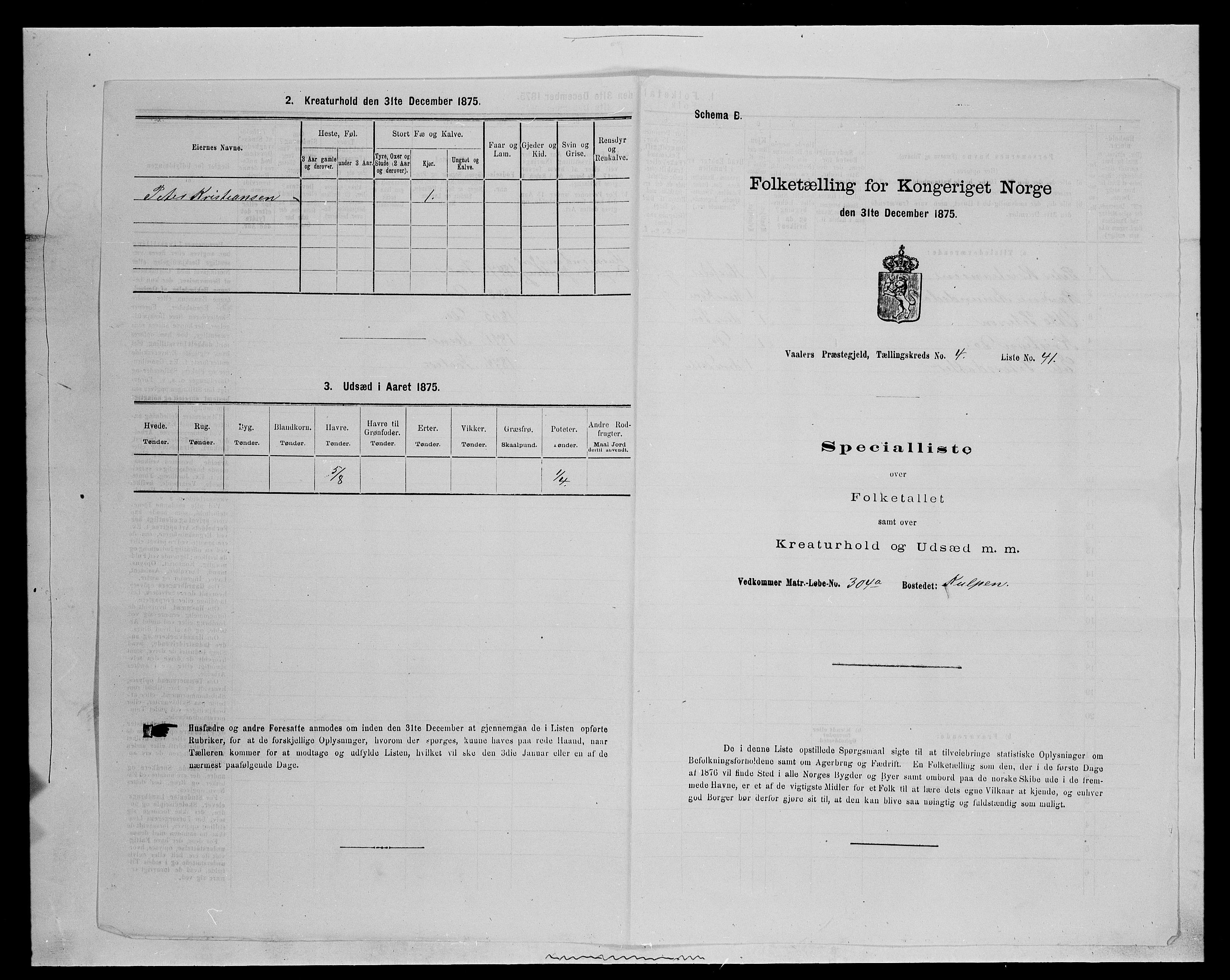 SAH, 1875 census for 0426P Våler parish (Hedmark), 1875, p. 575