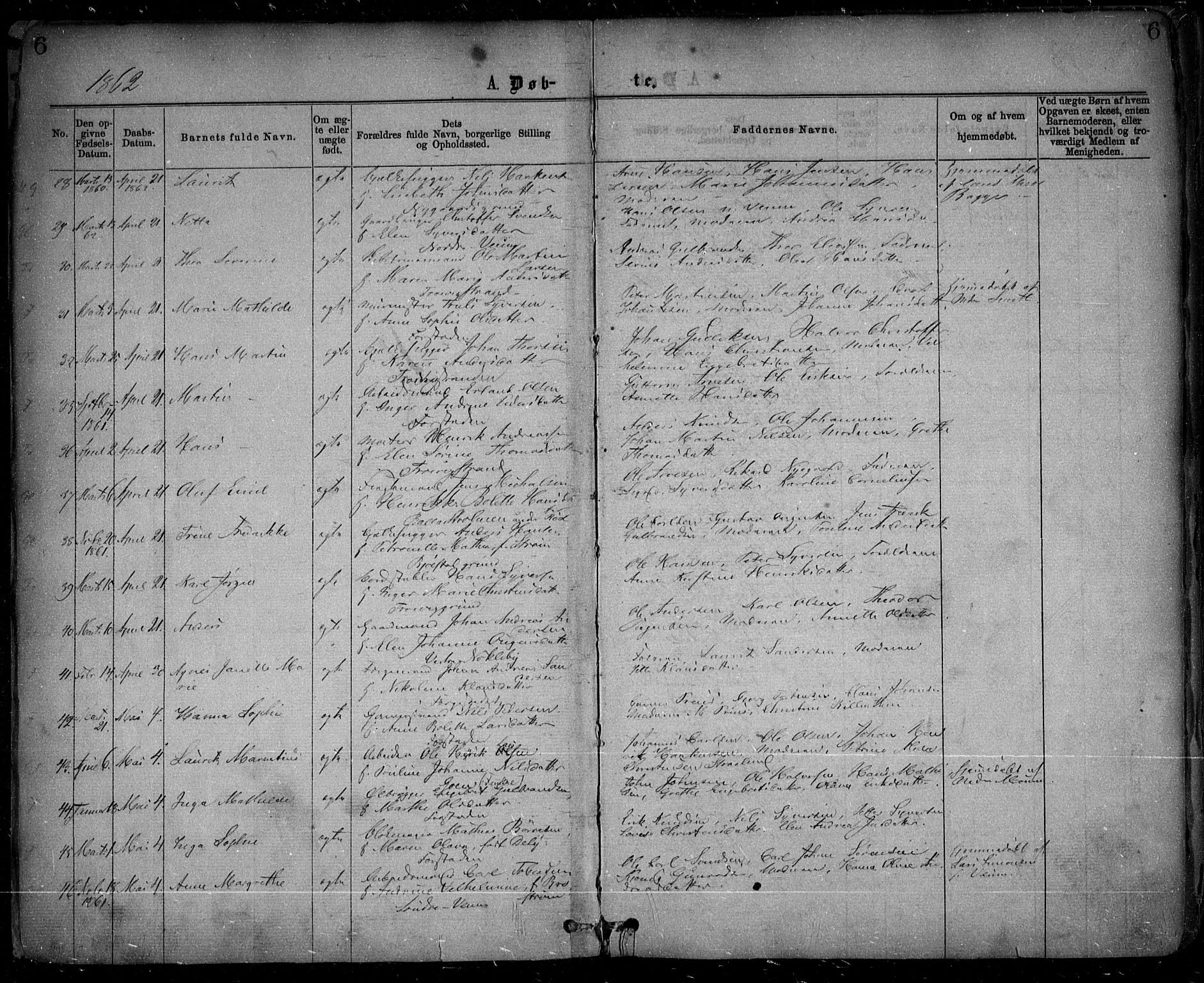 Glemmen prestekontor Kirkebøker, SAO/A-10908/F/Fa/L0008: Parish register (official) no. 8, 1862-1871, p. 6