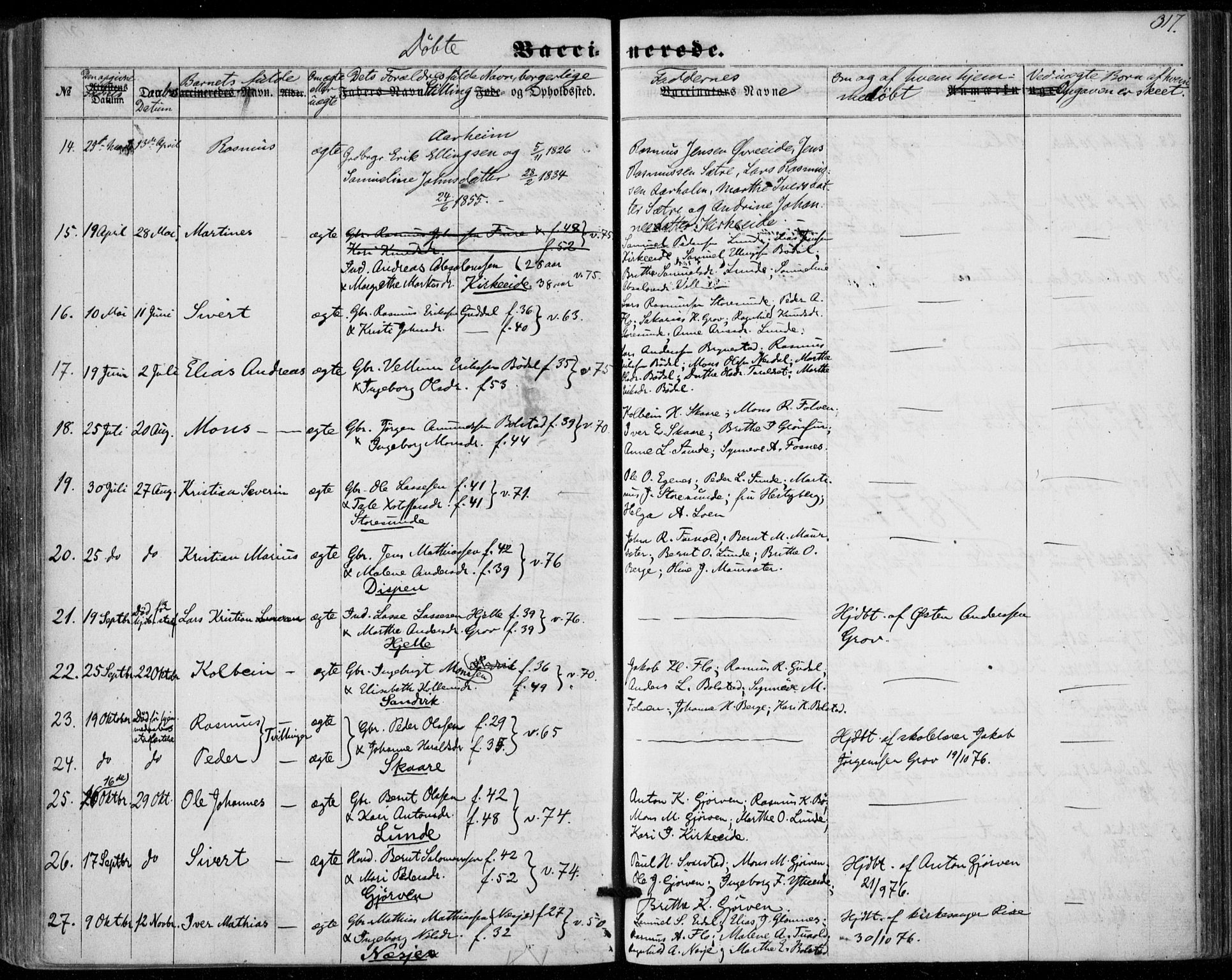 Stryn Sokneprestembete, AV/SAB-A-82501: Parish register (official) no. A 3, 1862-1877, p. 317