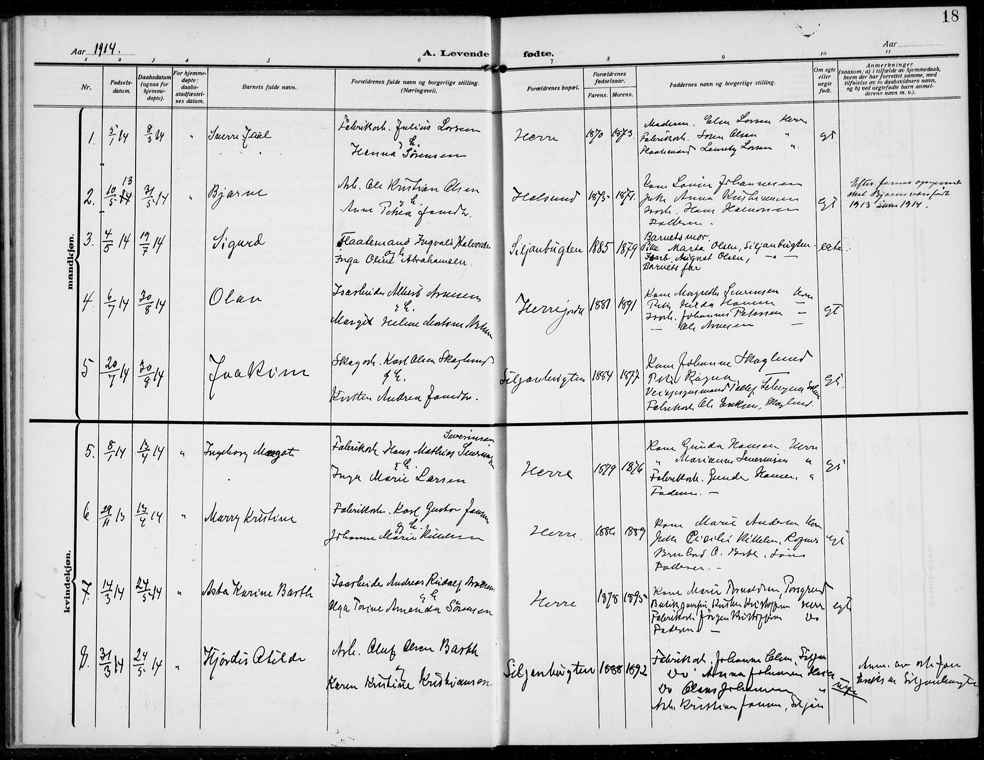 Bamble kirkebøker, SAKO/A-253/F/Fc/L0001: Parish register (official) no. III 1, 1909-1916, p. 18