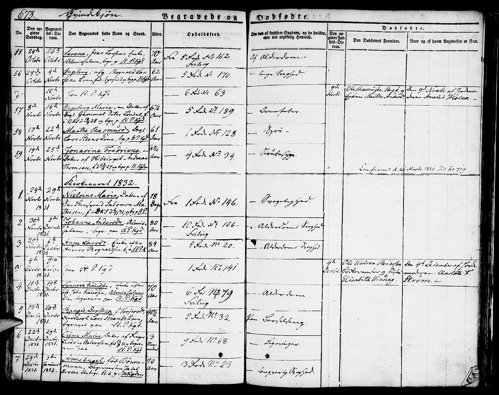 Nykirken Sokneprestembete, SAB/A-77101/H/Hab: Parish register (copy) no. A 5II, 1821-1843, p. 673
