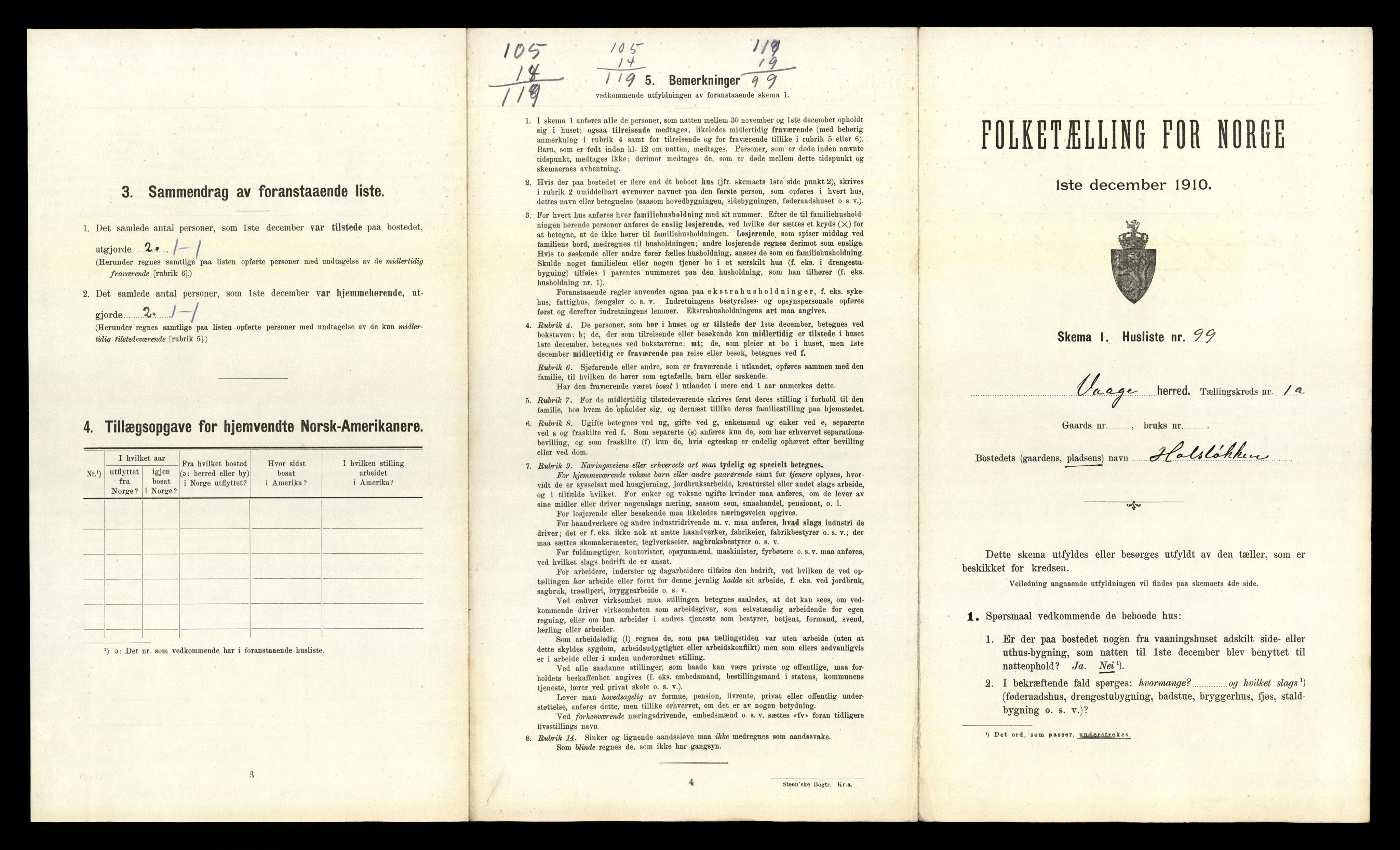 RA, 1910 census for Vågå, 1910, p. 225