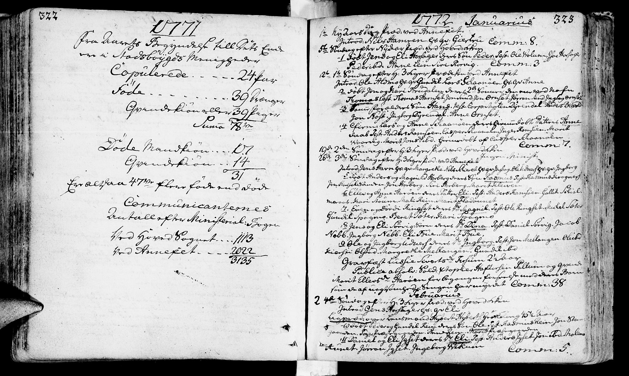Ministerialprotokoller, klokkerbøker og fødselsregistre - Sør-Trøndelag, SAT/A-1456/646/L0605: Parish register (official) no. 646A03, 1751-1790, p. 322-323