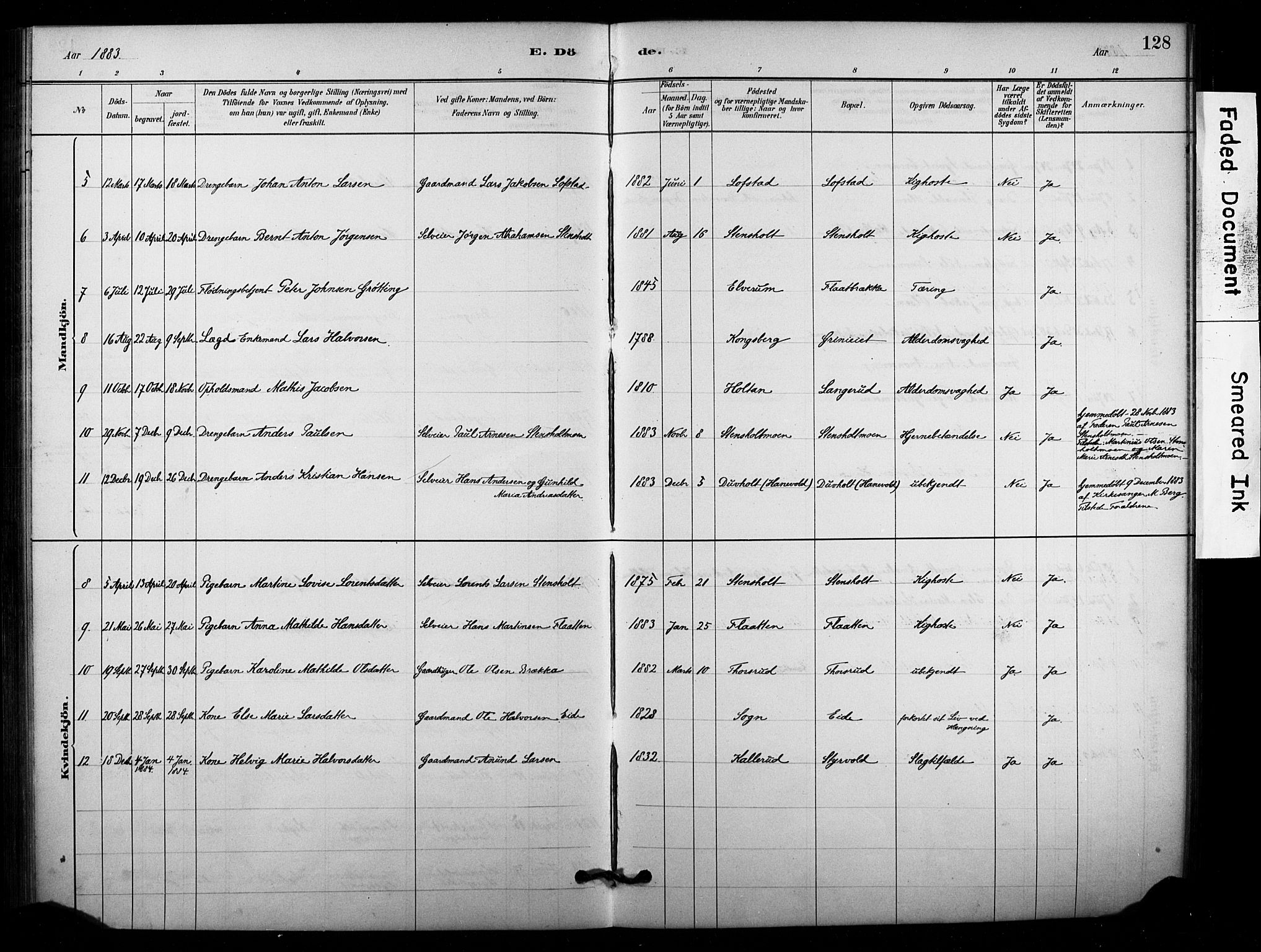 Lardal kirkebøker, SAKO/A-350/F/Fd/L0001: Parish register (official) no. IV 1, 1881-1907, p. 128