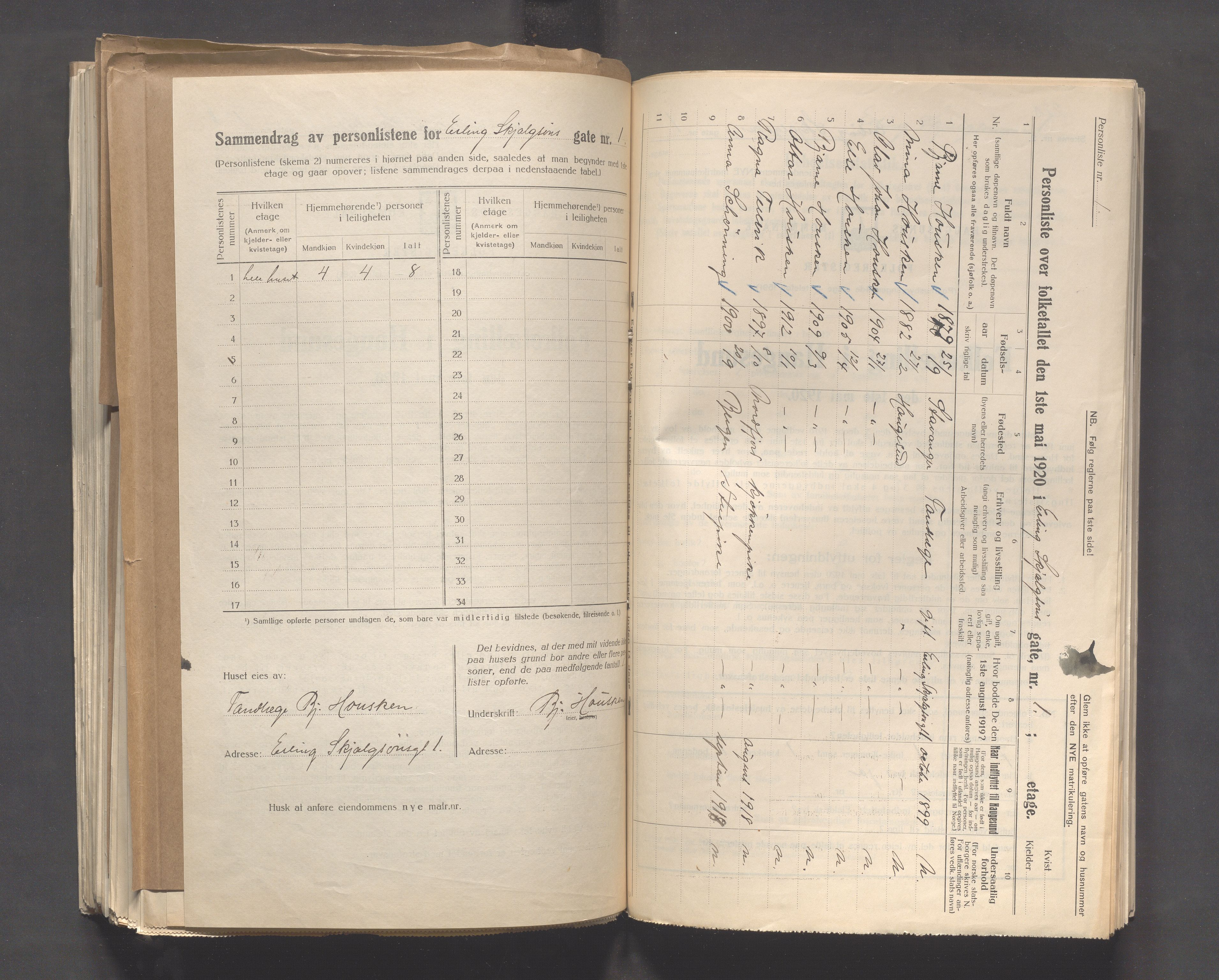 IKAR, Local census 1.5.1920 for Haugesund, 1920, p. 653