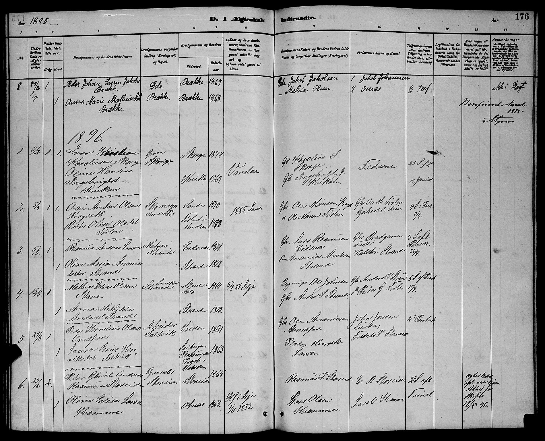 Ministerialprotokoller, klokkerbøker og fødselsregistre - Møre og Romsdal, AV/SAT-A-1454/501/L0017: Parish register (copy) no. 501C03, 1885-1901, p. 176