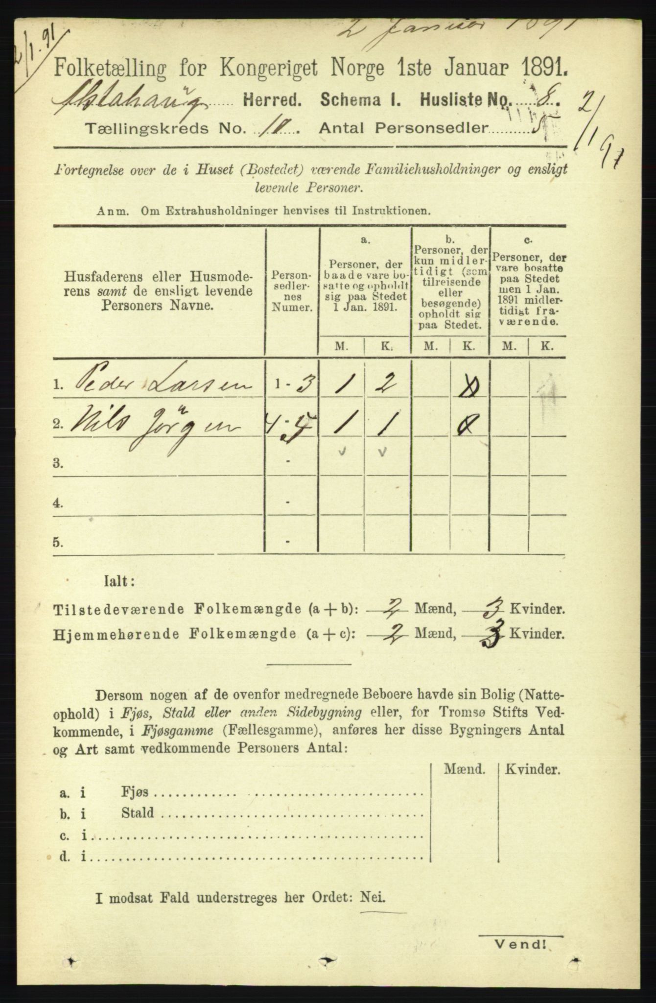 RA, 1891 census for 1820 Alstahaug, 1891, p. 3471