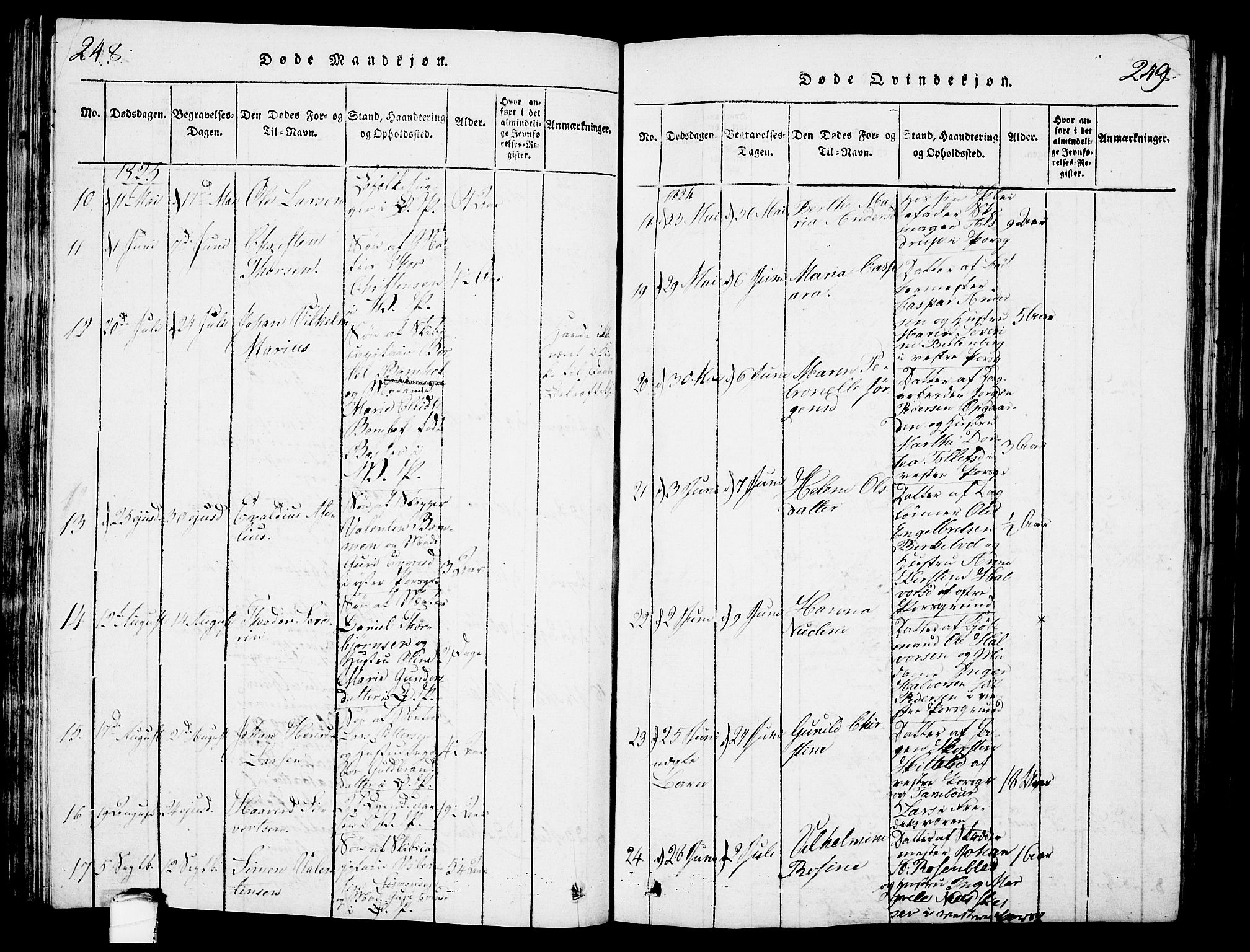 Porsgrunn kirkebøker , SAKO/A-104/G/Gb/L0001: Parish register (copy) no. II 1, 1817-1828, p. 248-249