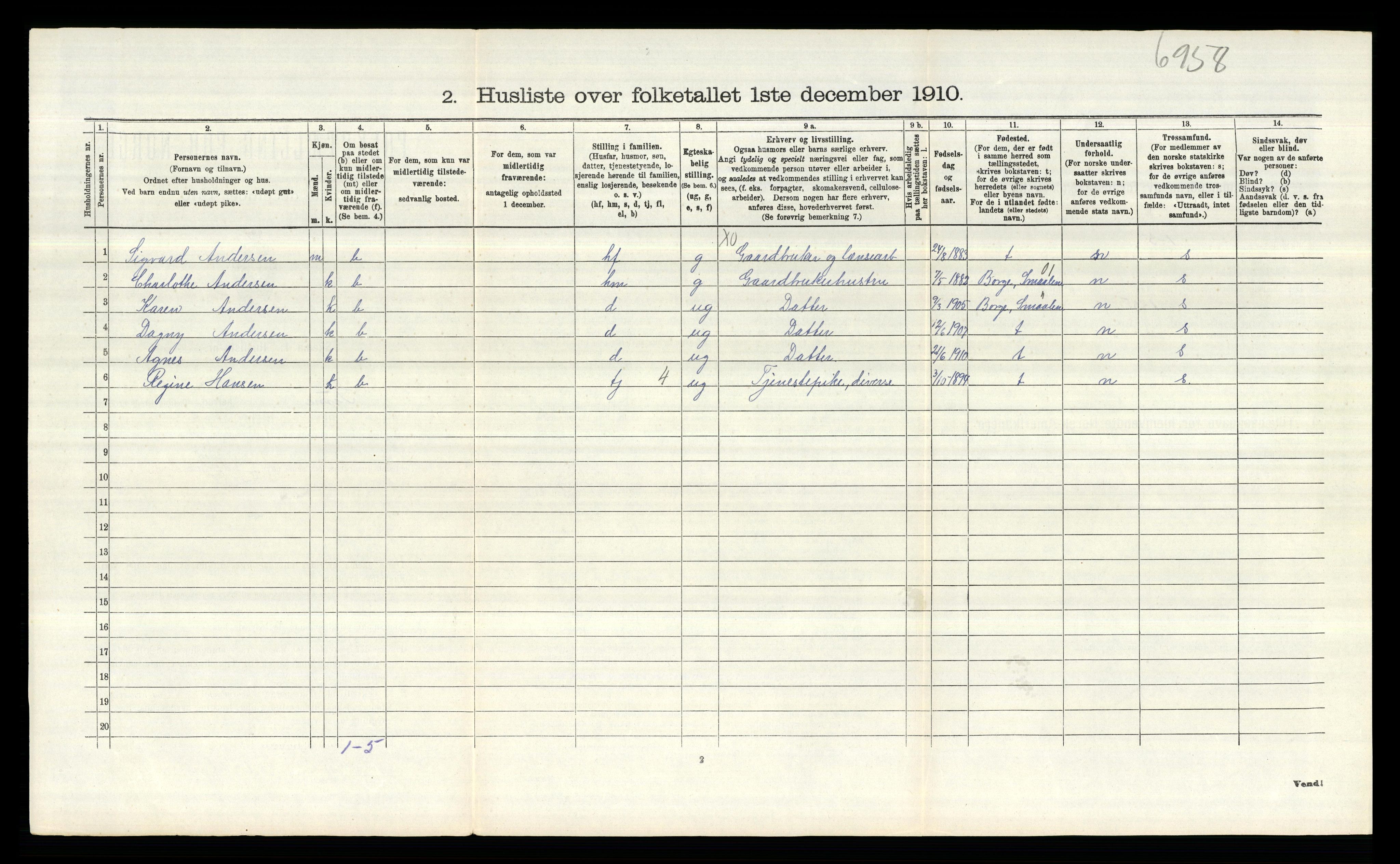 RA, 1910 census for Tune, 1910, p. 2111