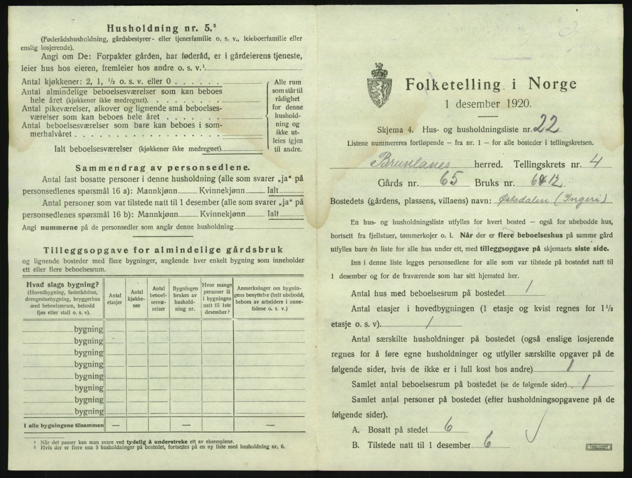 SAKO, 1920 census for Brunlanes, 1920, p. 763