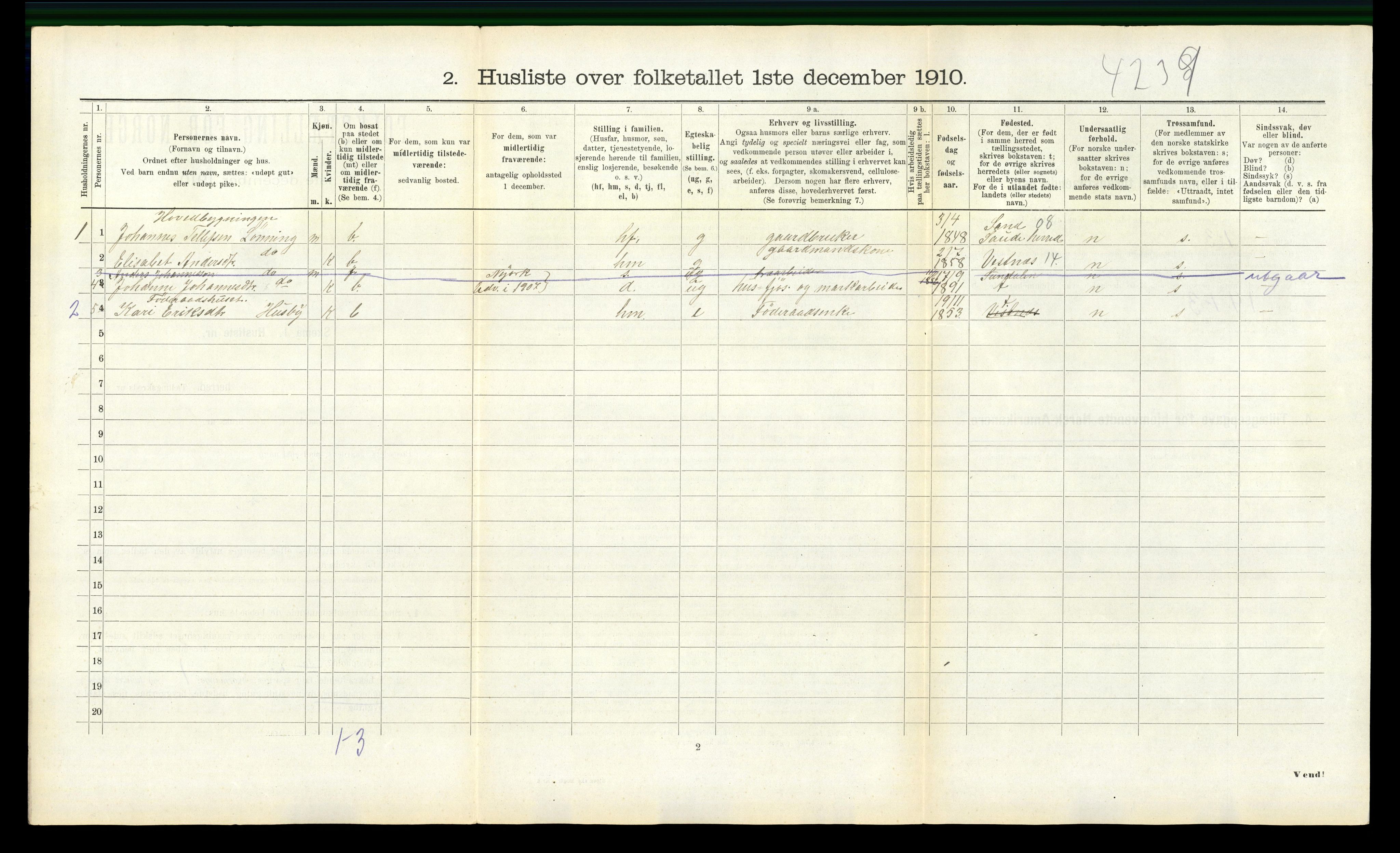 RA, 1910 census for Eresfjord og Vistdal, 1910, p. 342