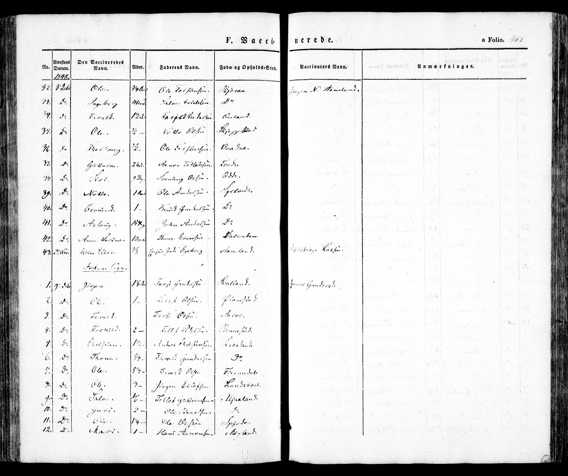 Evje sokneprestkontor, AV/SAK-1111-0008/F/Fa/Faa/L0005: Parish register (official) no. A 5, 1843-1865, p. 465