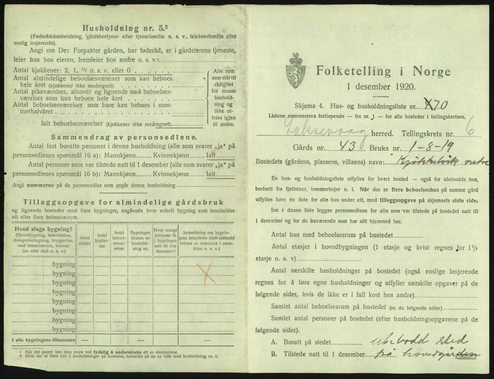 SAB, 1920 census for Laksevåg, 1920, p. 1563