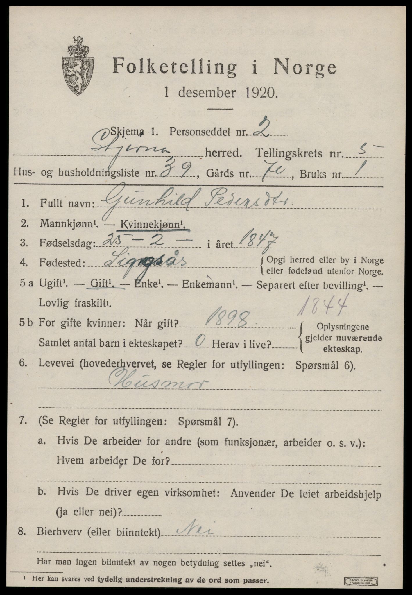 SAT, 1920 census for Stjørna, 1920, p. 4212