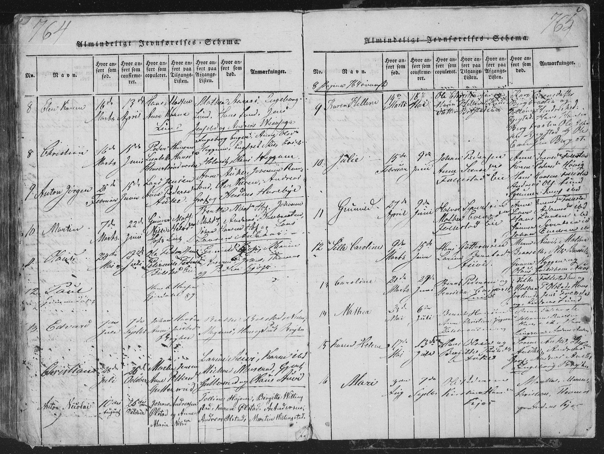 Røyken kirkebøker, AV/SAKO-A-241/G/Ga/L0003: Parish register (copy) no. 3, 1814-1856, p. 764-765