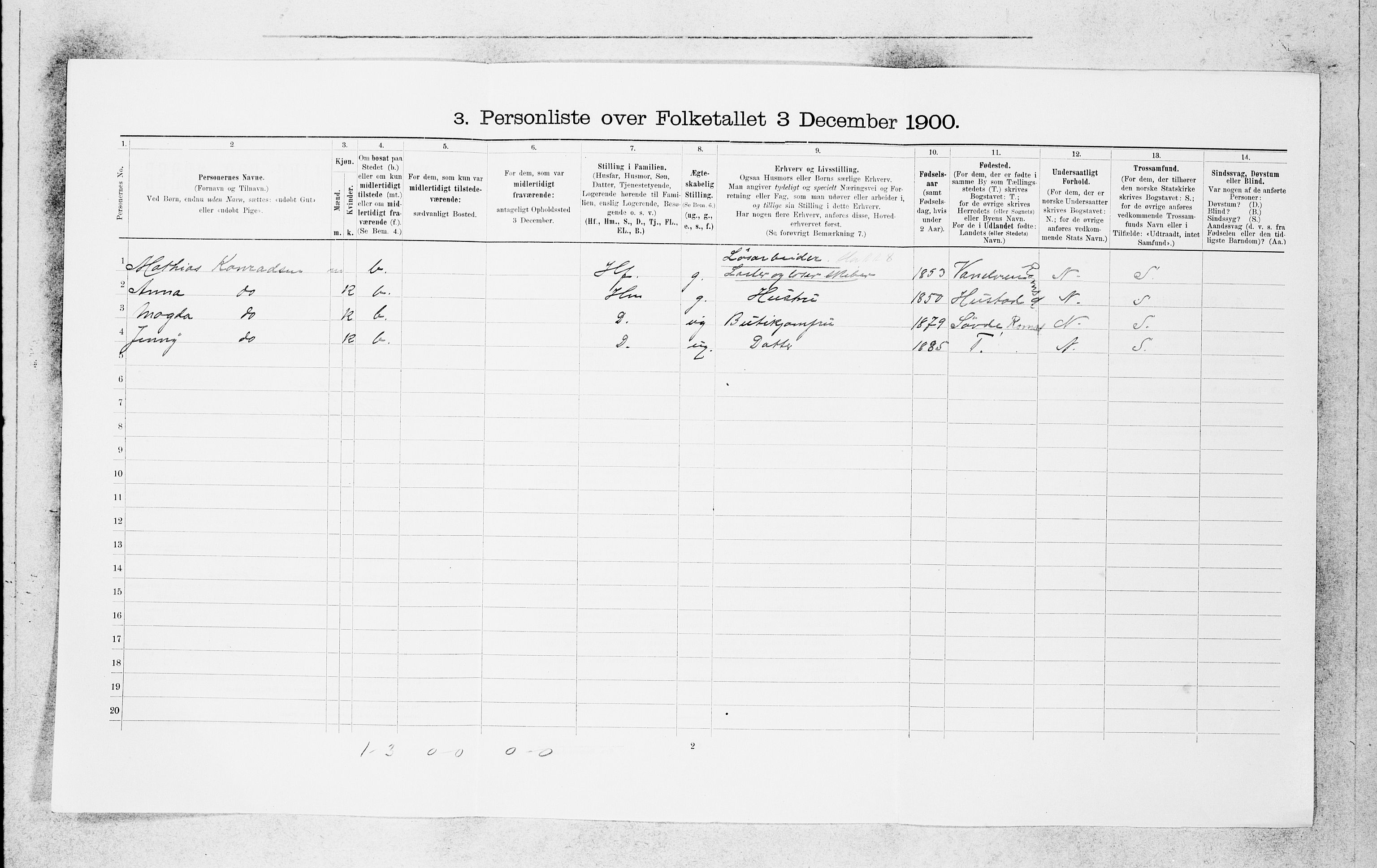 SAB, 1900 census for Bergen, 1900, p. 5348