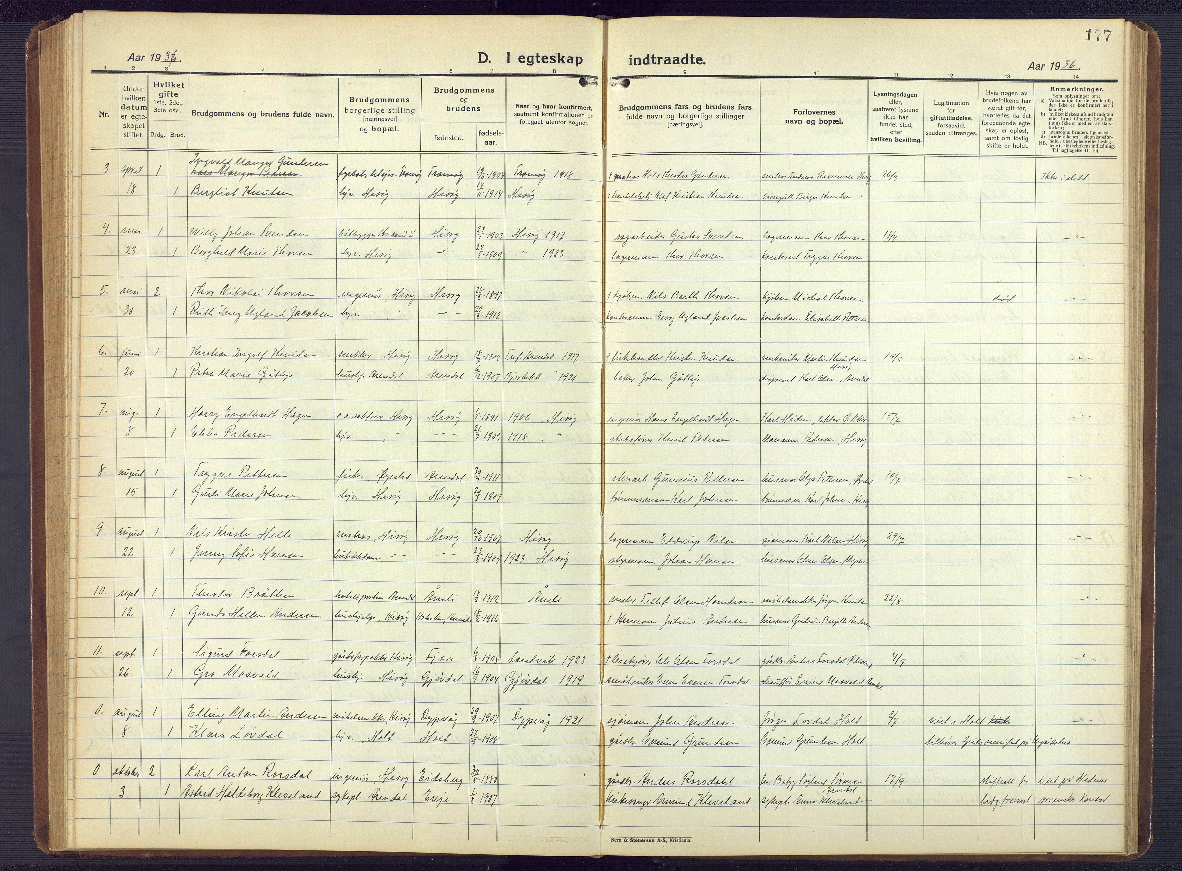 Hisøy sokneprestkontor, AV/SAK-1111-0020/F/Fb/L0005: Parish register (copy) no. B 5, 1924-1946, p. 177