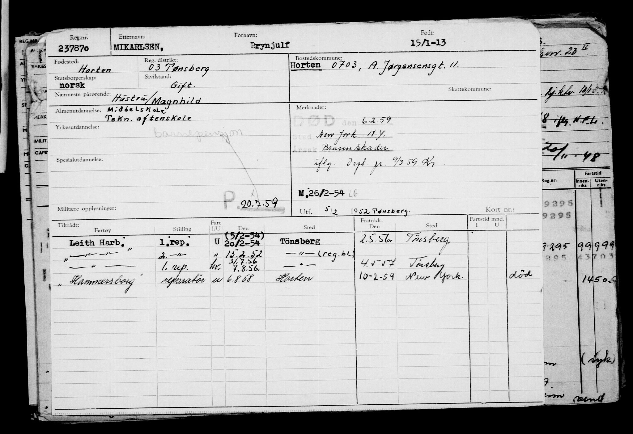 Direktoratet for sjømenn, AV/RA-S-3545/G/Gb/L0110: Hovedkort, 1913, p. 82