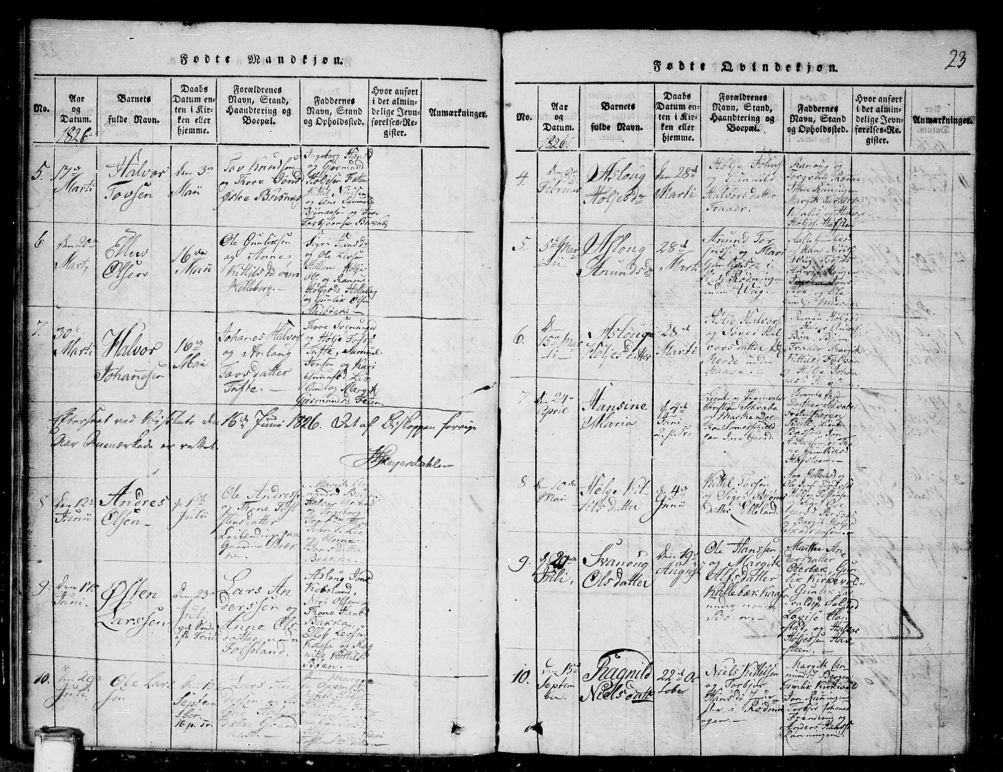 Gransherad kirkebøker, SAKO/A-267/G/Ga/L0001: Parish register (copy) no. I 1, 1815-1842, p. 23
