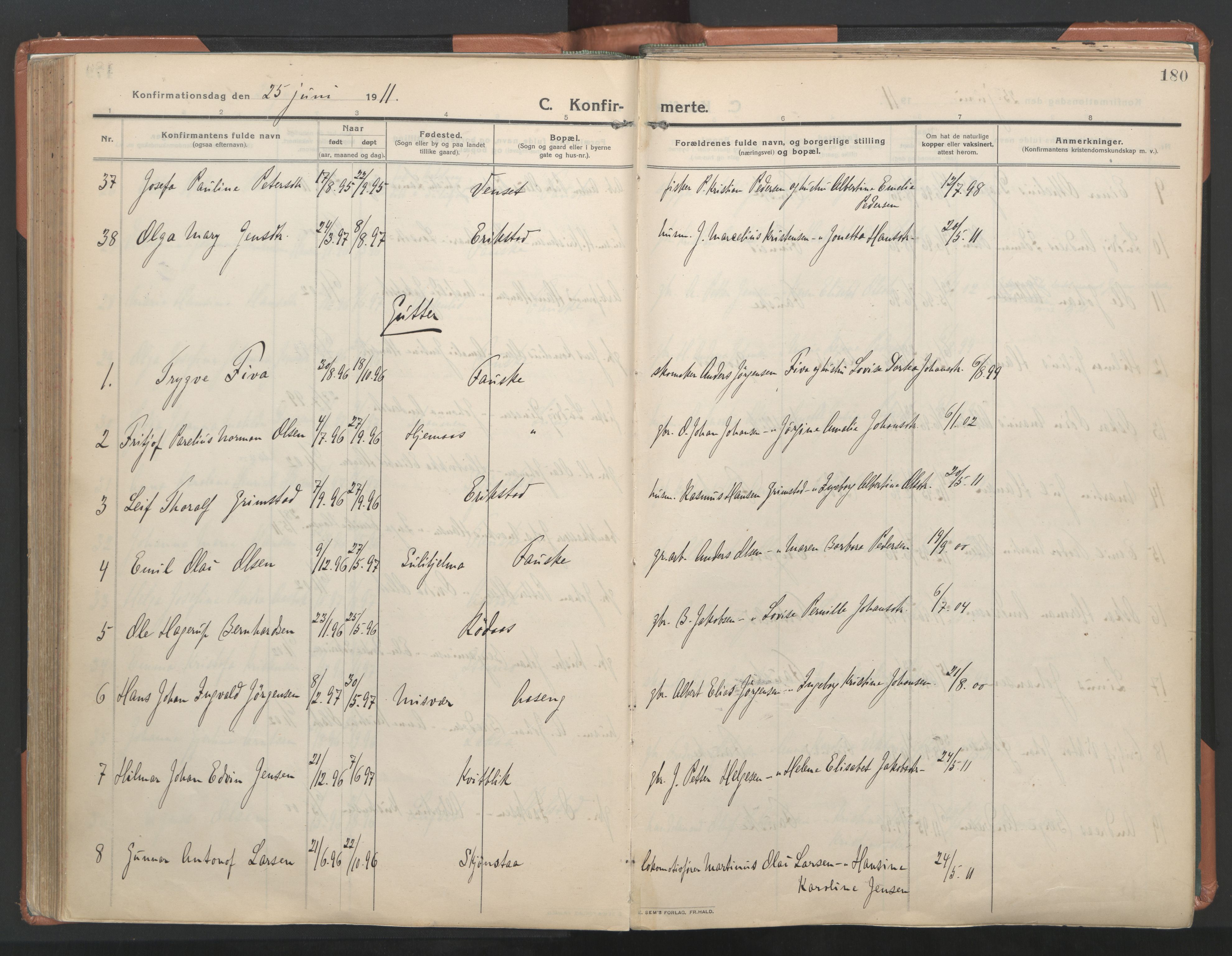 Ministerialprotokoller, klokkerbøker og fødselsregistre - Nordland, AV/SAT-A-1459/849/L0698: Parish register (official) no. 849A09, 1911-1924, p. 180