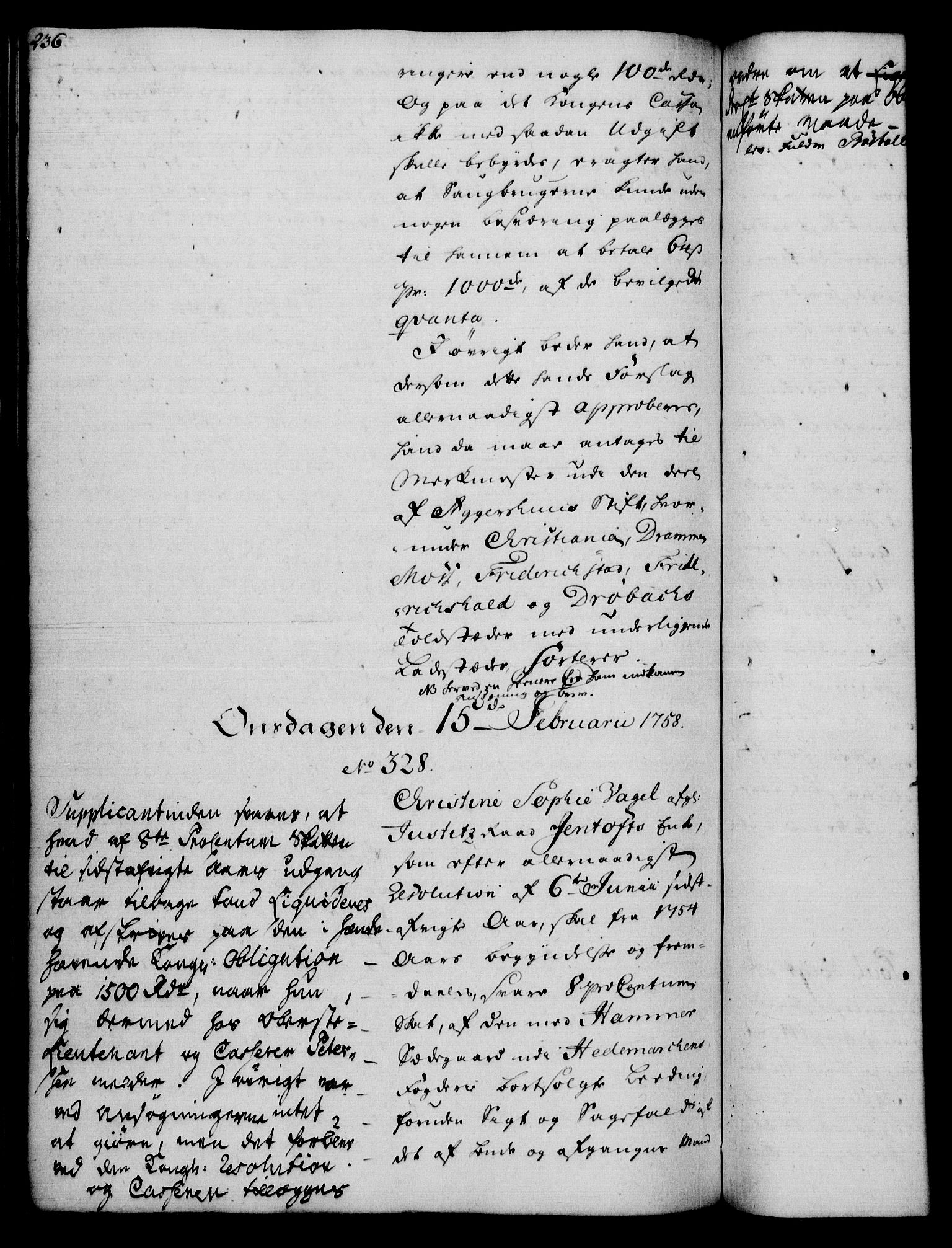 Rentekammeret, Kammerkanselliet, RA/EA-3111/G/Gh/Gha/L0034: Norsk ekstraktmemorialprotokoll (merket RK 53.79), 1756-1759, p. 236