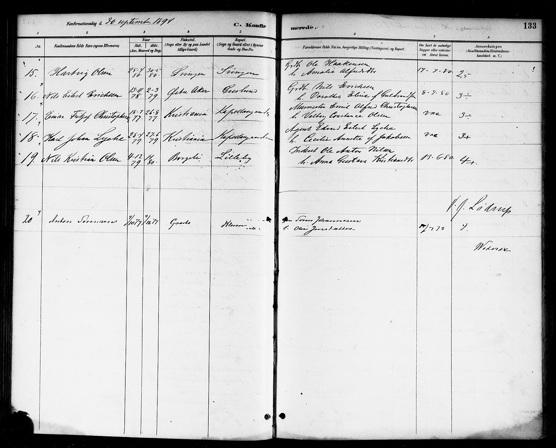 Skjeberg prestekontor Kirkebøker, AV/SAO-A-10923/F/Fa/L0009: Parish register (official) no. I 9, 1886-1897, p. 133