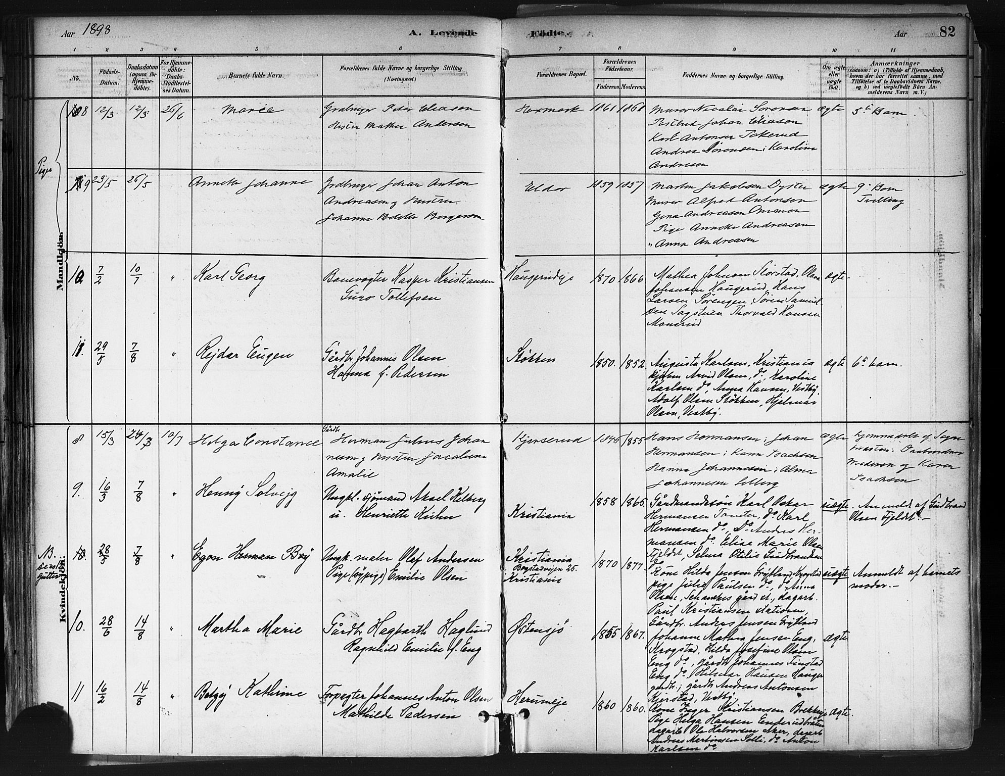 Ås prestekontor Kirkebøker, SAO/A-10894/F/Fa/L0009: Parish register (official) no. I 9, 1881-1900, p. 82