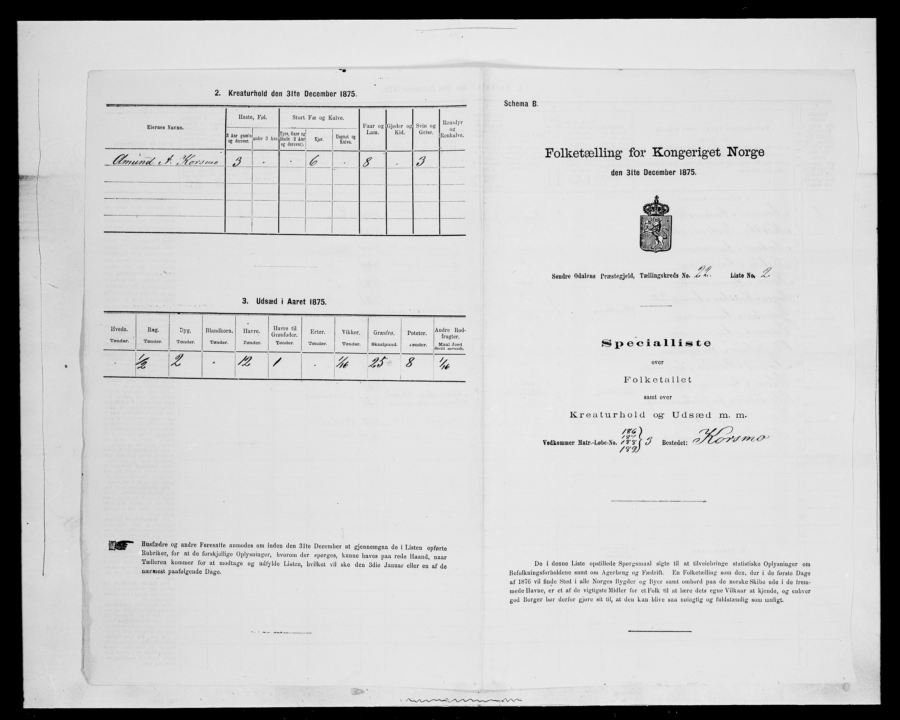 SAH, 1875 census for 0419P Sør-Odal, 1875, p. 1878