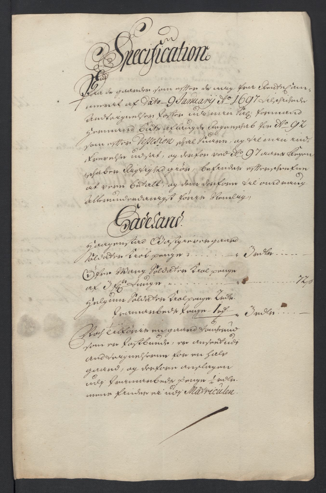 Rentekammeret inntil 1814, Reviderte regnskaper, Fogderegnskap, AV/RA-EA-4092/R18/L1295: Fogderegnskap Hadeland, Toten og Valdres, 1697, p. 253