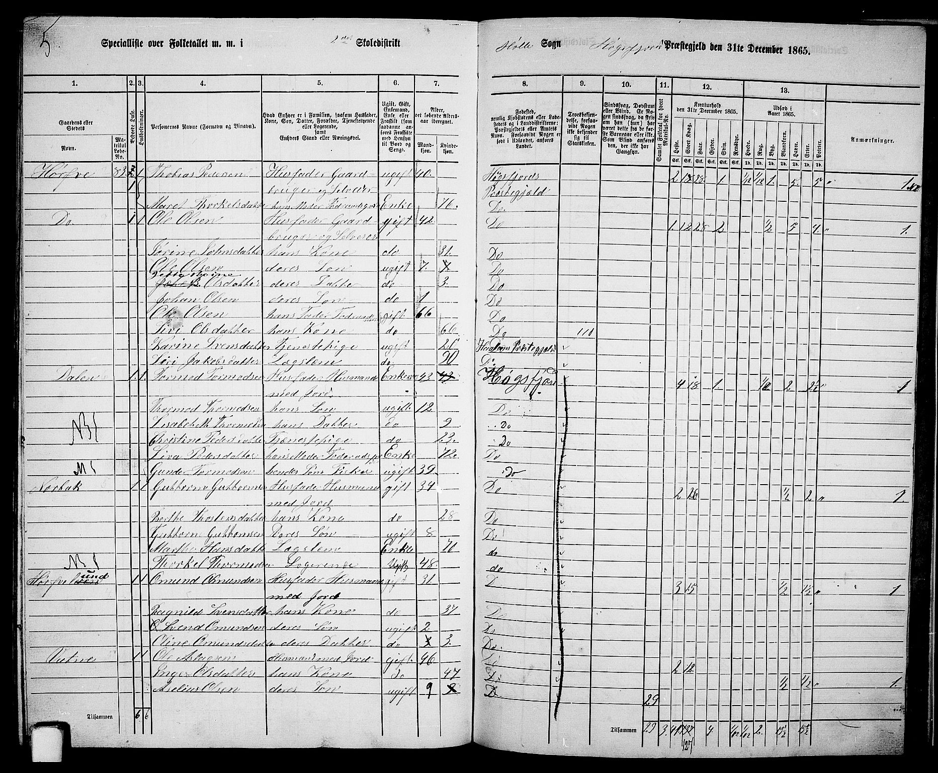 RA, 1865 census for Høgsfjord, 1865, p. 131