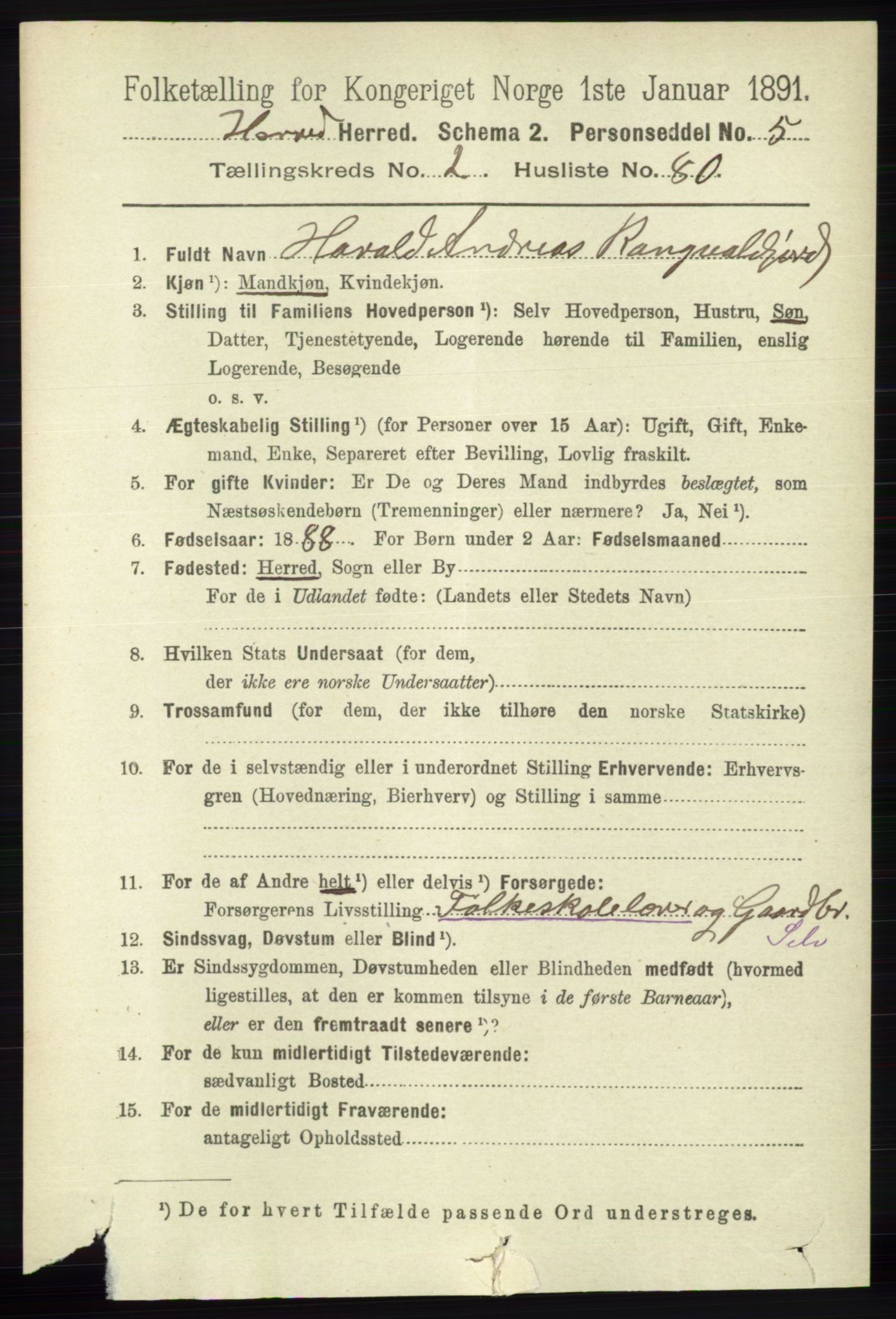 RA, 1891 census for 1039 Herad, 1891, p. 906