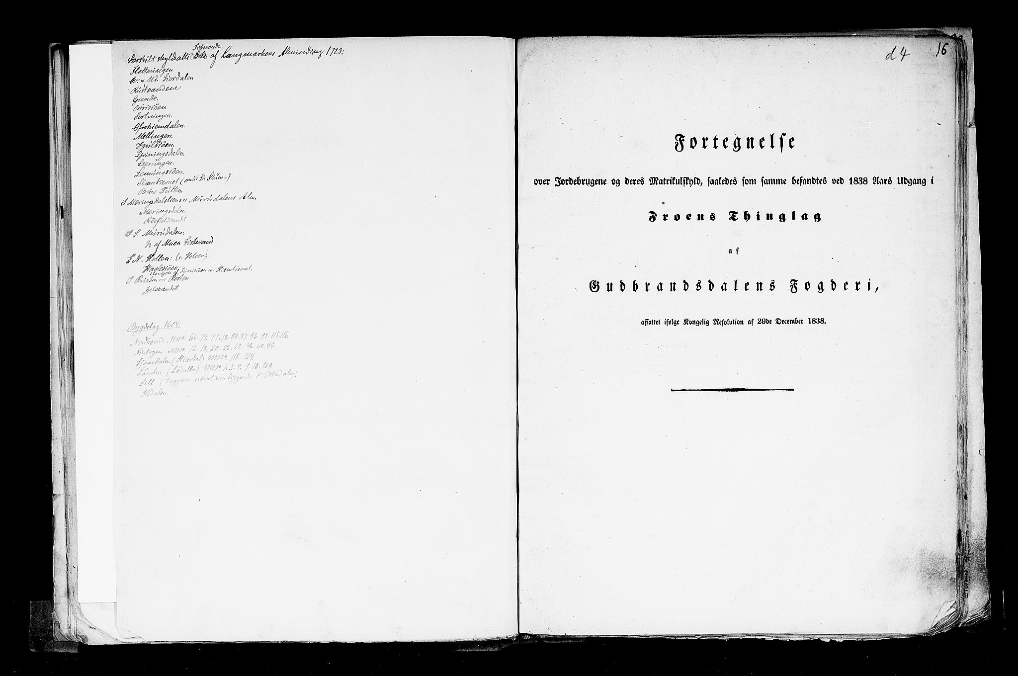 Rygh, AV/RA-PA-0034/F/Fb/L0004: Matrikkelen for 1838 - Christians amt (Oppland fylke), 1838, p. 16a