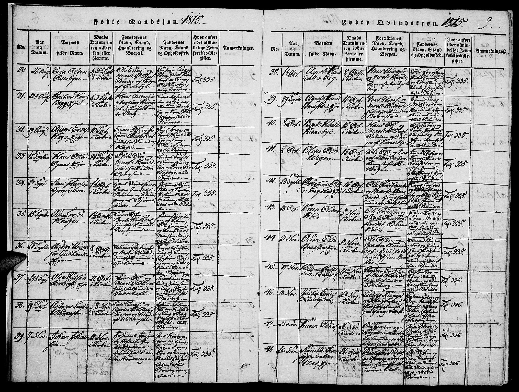 Vardal prestekontor, AV/SAH-PREST-100/H/Ha/Haa/L0004: Parish register (official) no. 4, 1814-1831, p. 9