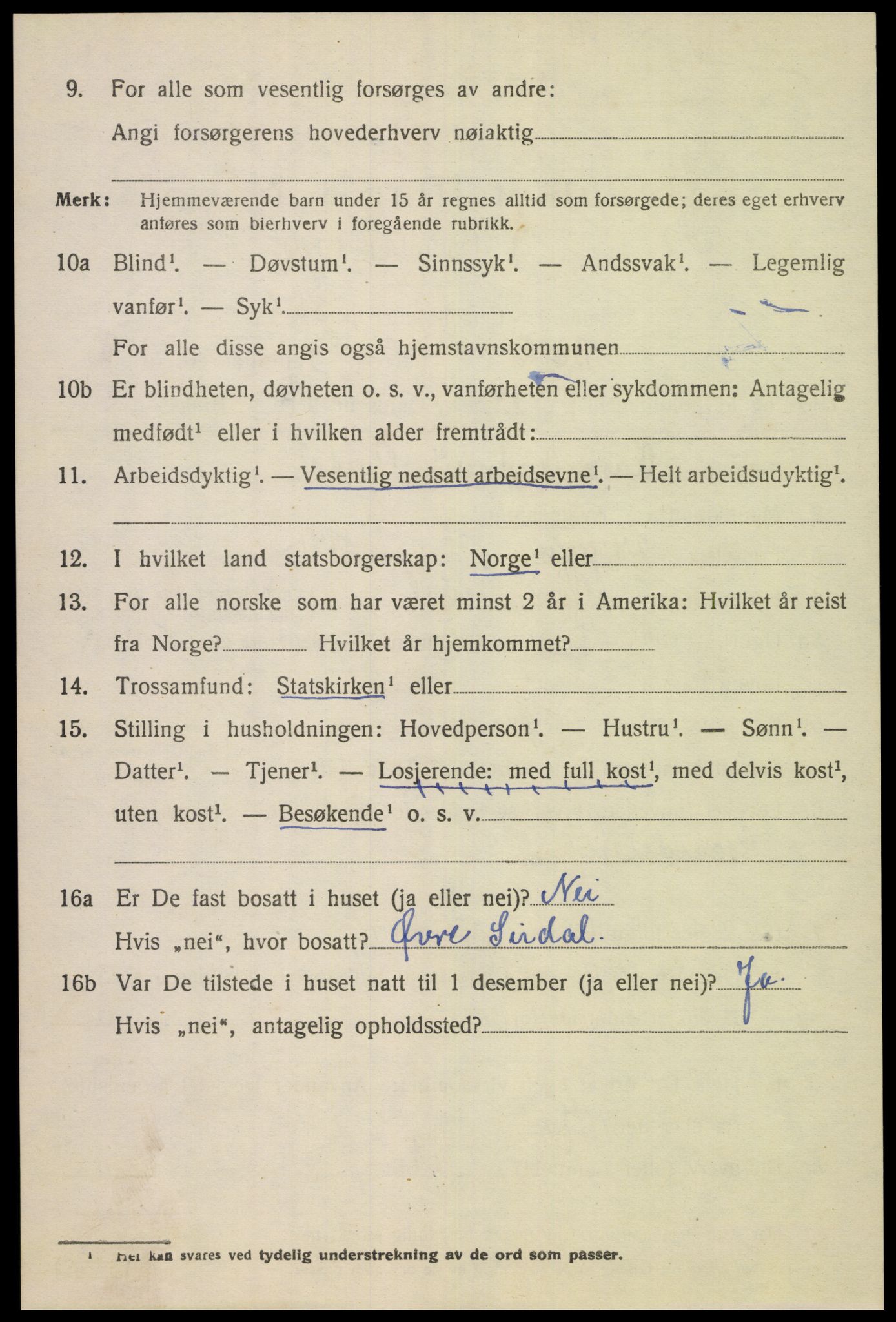 SAK, 1920 census for Bakke, 1920, p. 1083