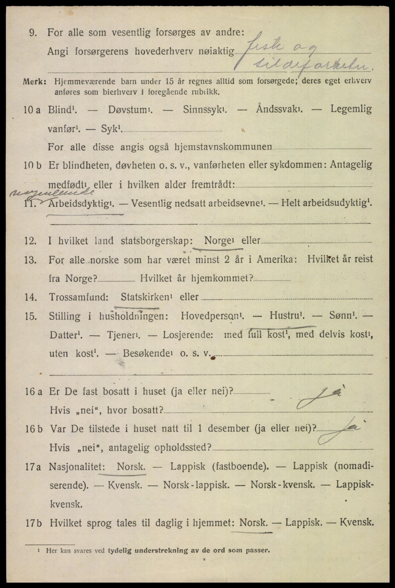 SAT, 1920 census for Vågan, 1920, p. 5026