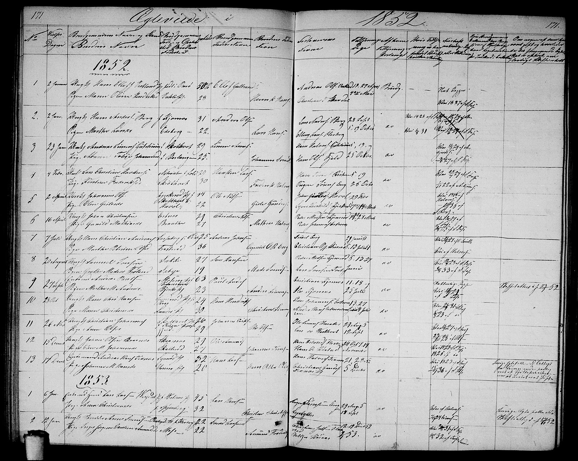 Våler prestekontor Kirkebøker, AV/SAO-A-11083/G/Ga/L0002: Parish register (copy) no. I 2, 1839-1860, p. 171