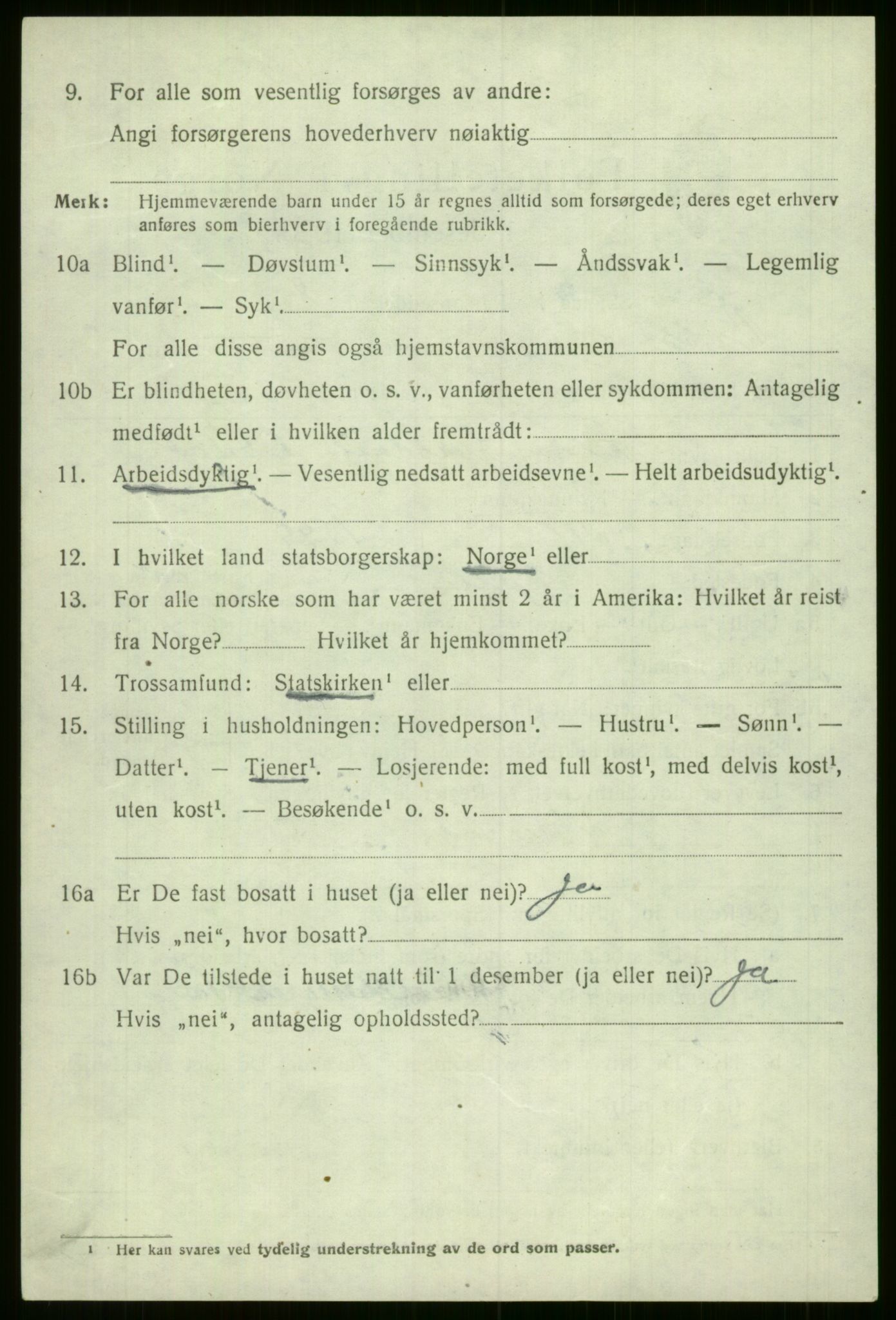 SAB, 1920 census for Voss, 1920, p. 3544