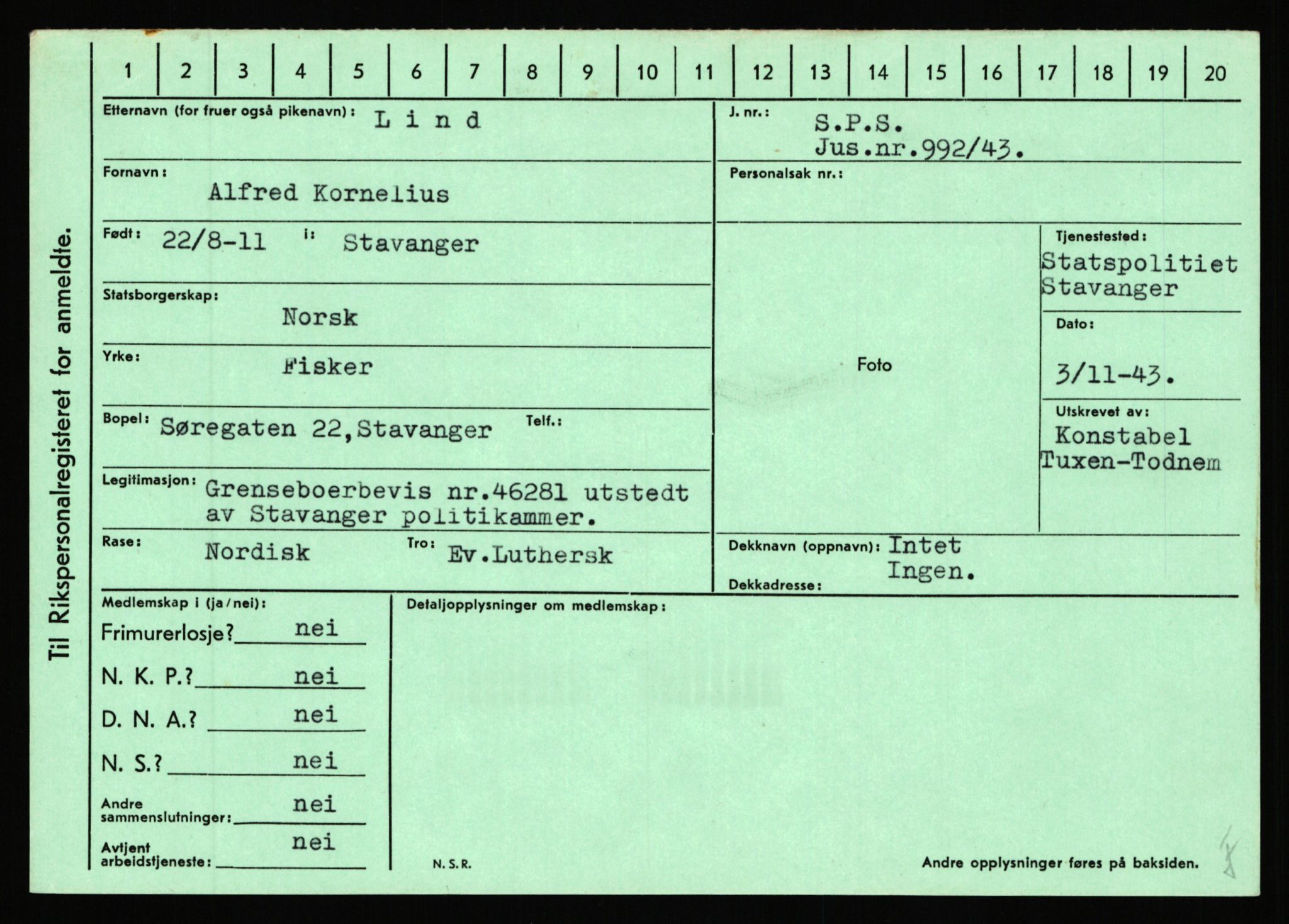 Statspolitiet - Hovedkontoret / Osloavdelingen, AV/RA-S-1329/C/Ca/L0010: Lind - Moksnes, 1943-1945, p. 4