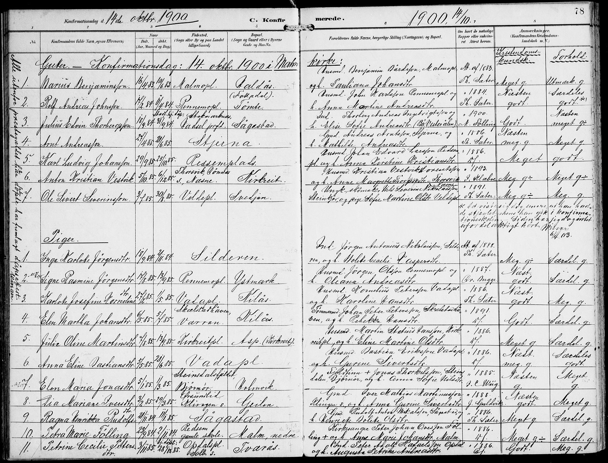 Ministerialprotokoller, klokkerbøker og fødselsregistre - Nord-Trøndelag, SAT/A-1458/745/L0430: Parish register (official) no. 745A02, 1895-1913, p. 78