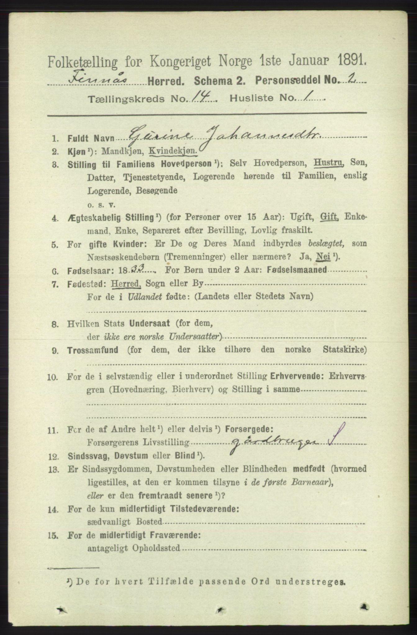 RA, 1891 census for 1218 Finnås, 1891, p. 5705