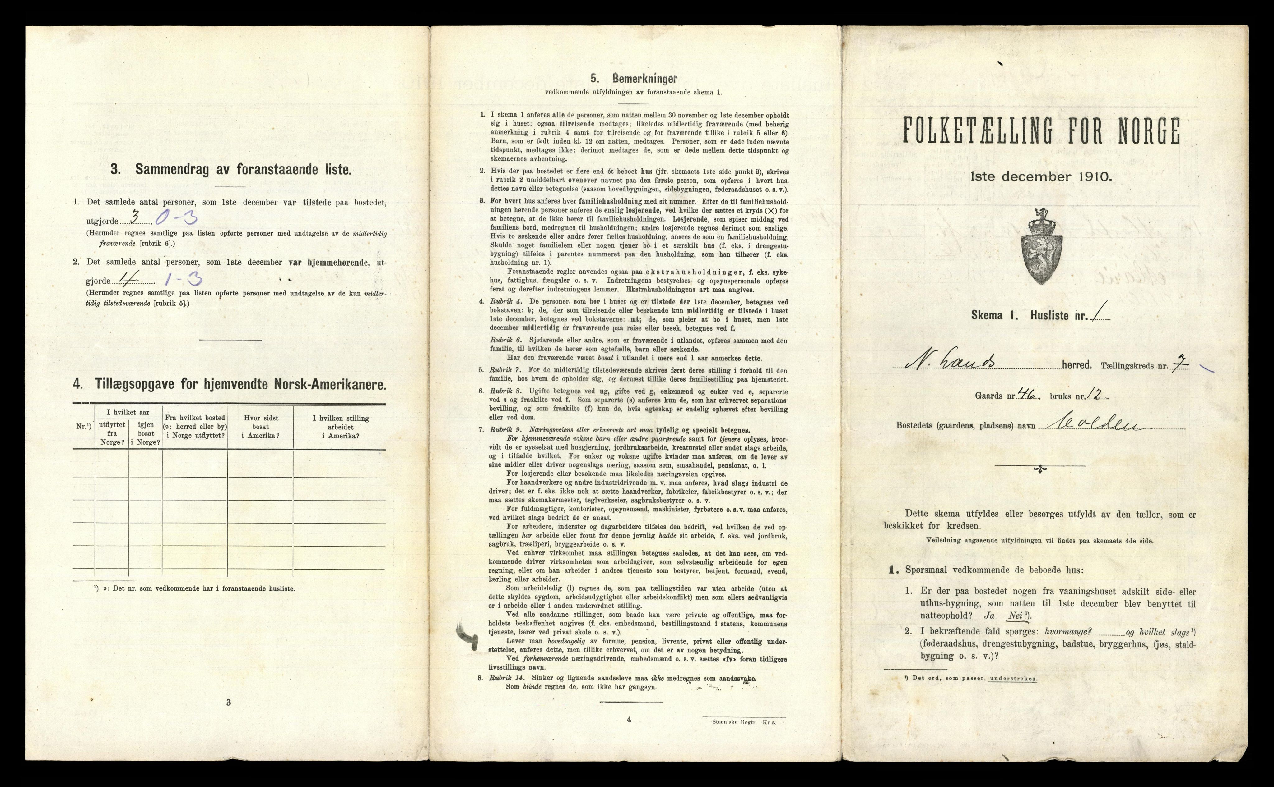 RA, 1910 census for Nordre Land, 1910, p. 631