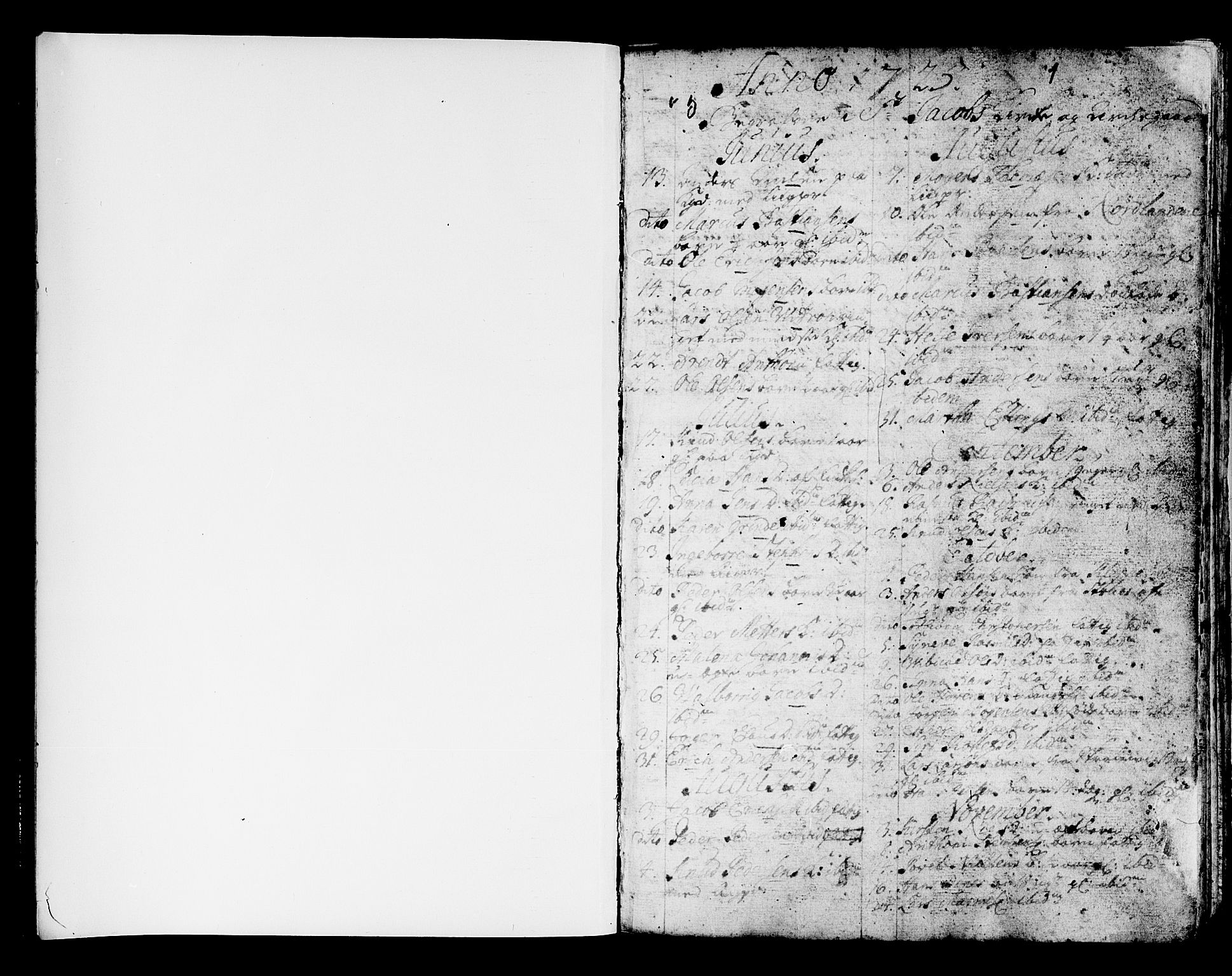 Domkirken sokneprestembete, SAB/A-74801/H/Haa/L0008: Parish register (official) no. A 8, 1725-1775, p. 1